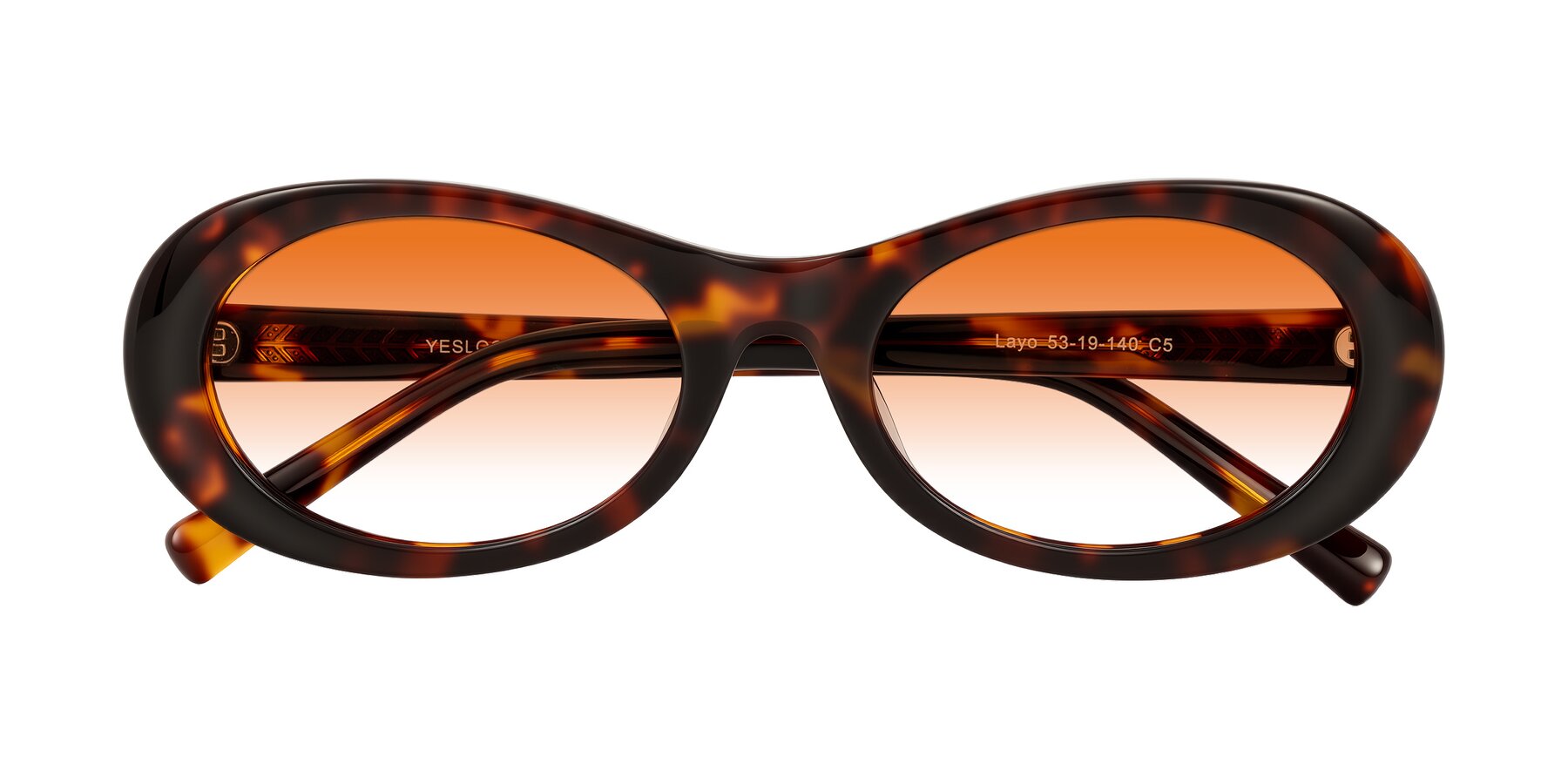 Folded Front of Layo in Tortoise with Orange Gradient Lenses