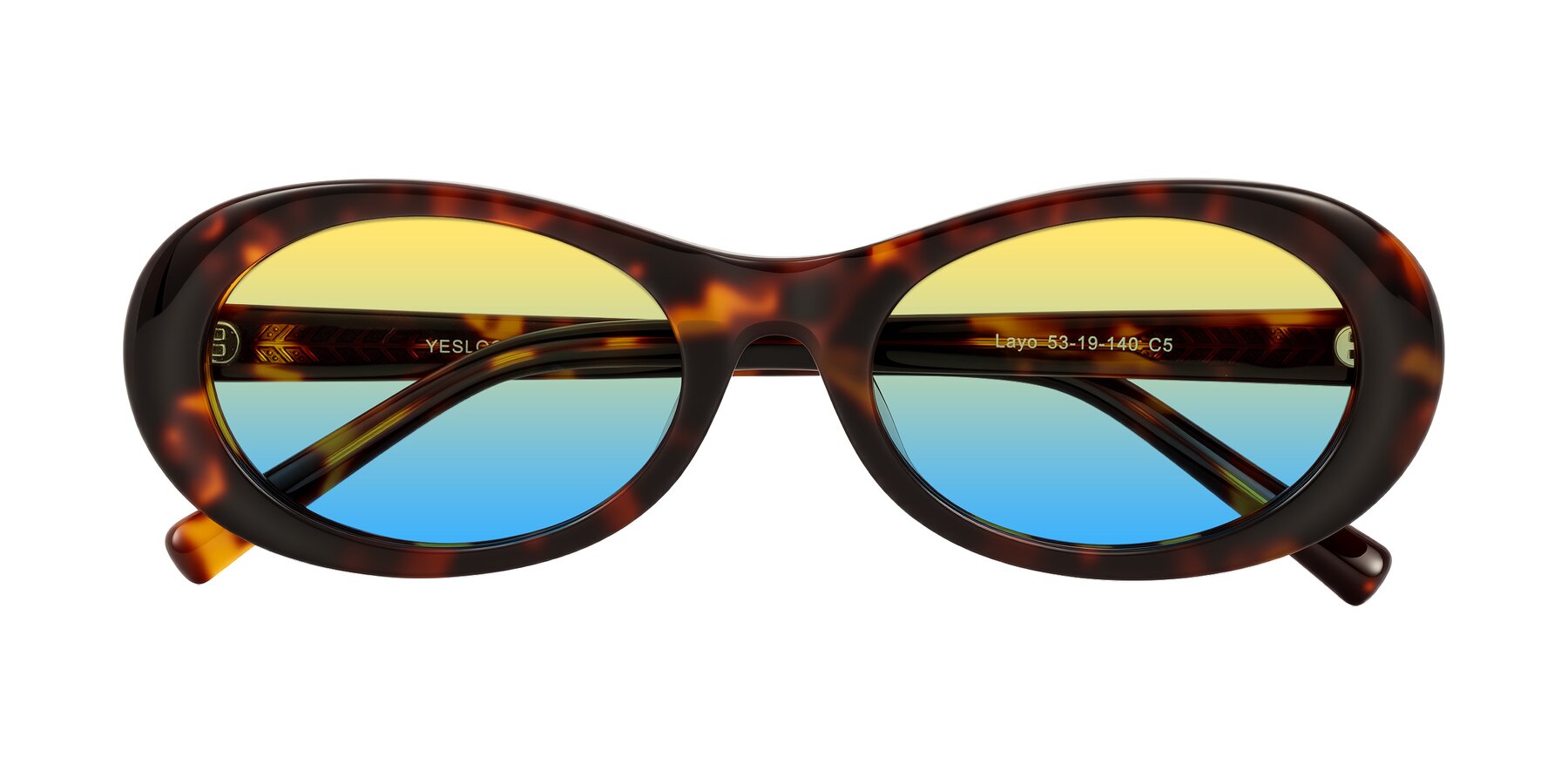 Folded Front of Layo in Tortoise with Yellow / Blue Gradient Lenses