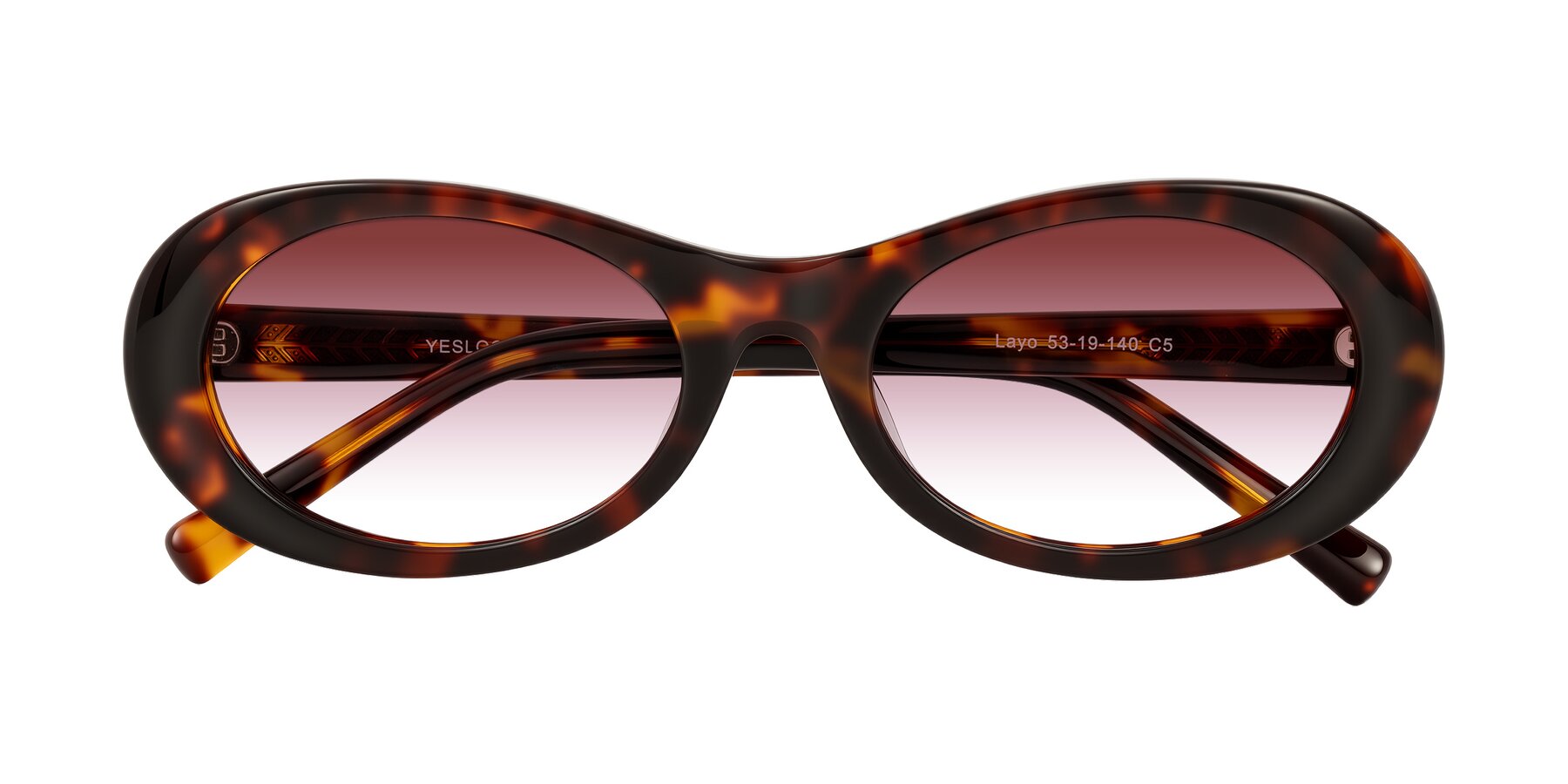 Folded Front of Layo in Tortoise with Garnet Gradient Lenses
