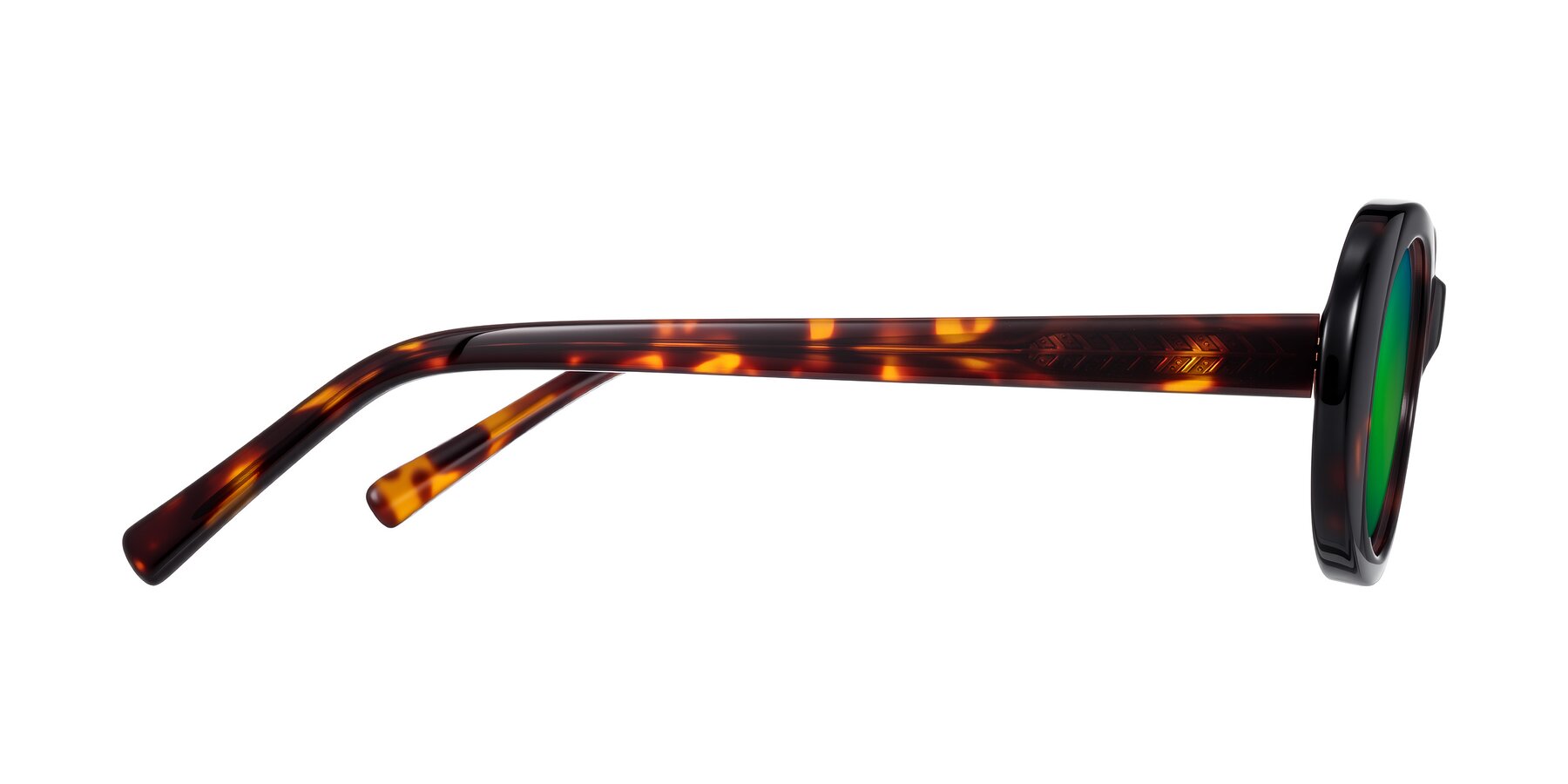 Side of Layo in Tortoise with Green Mirrored Lenses