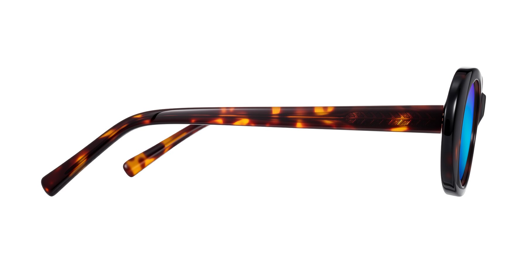 Side of Layo in Tortoise with Blue Mirrored Lenses