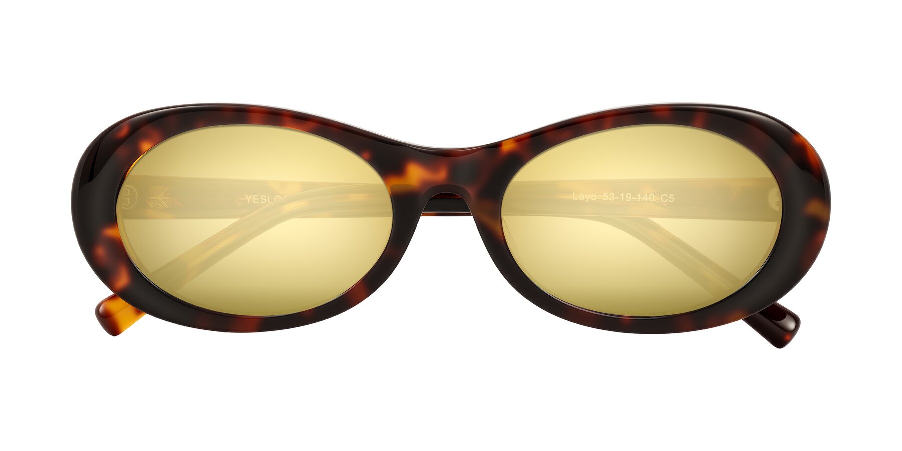 Folded Front of Layo in Tortoise with Gold Mirrored Lenses