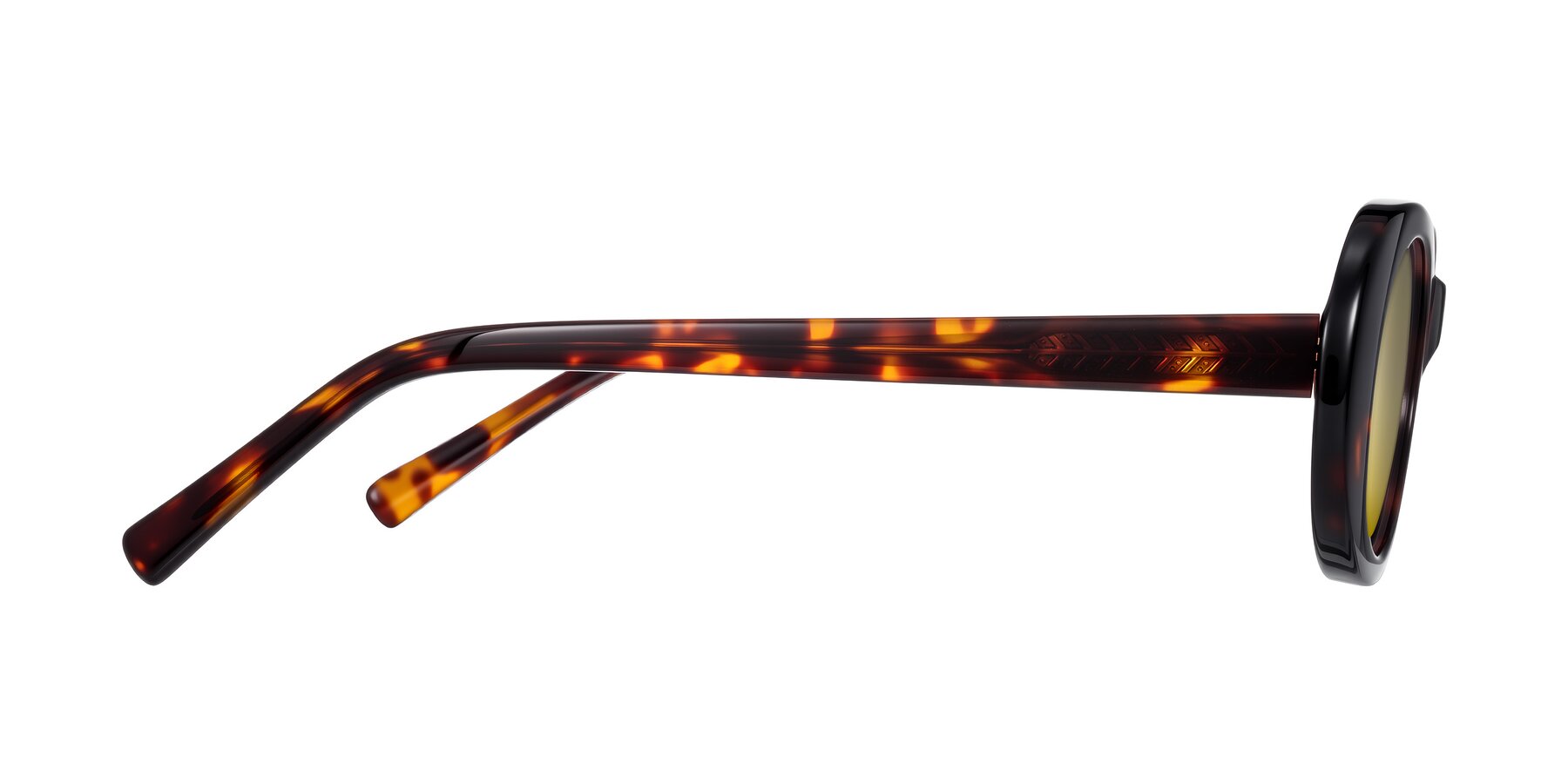 Side of Layo in Tortoise with Gold Mirrored Lenses