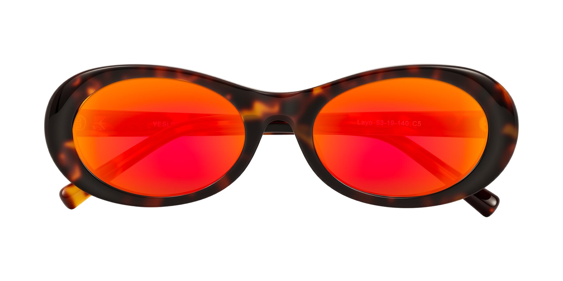 Folded Front of Layo in Tortoise with Red Gold Mirrored Lenses