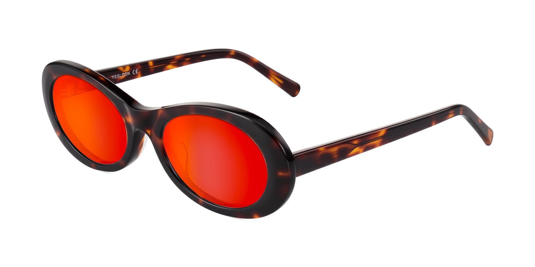 Angle of Layo in Tortoise with Red Gold Mirrored Lenses
