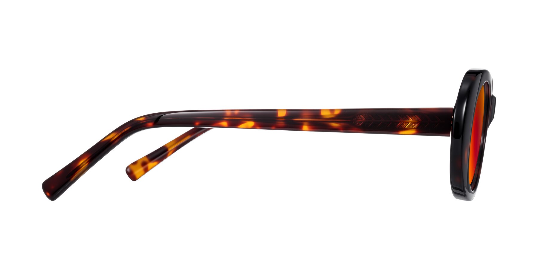 Side of Layo in Tortoise with Red Gold Mirrored Lenses