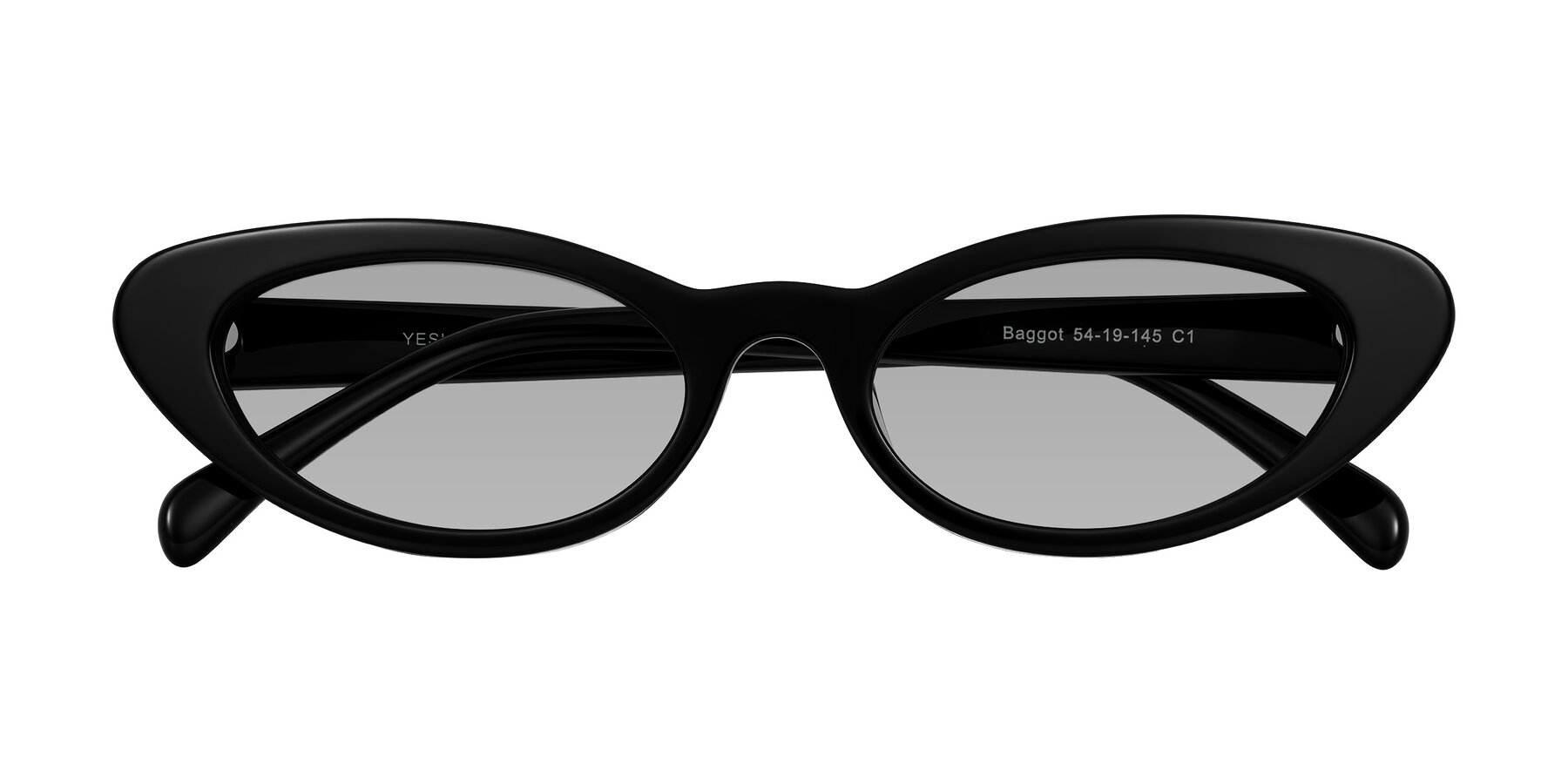 Folded Front of Baggot in Black with Light Gray Tinted Lenses