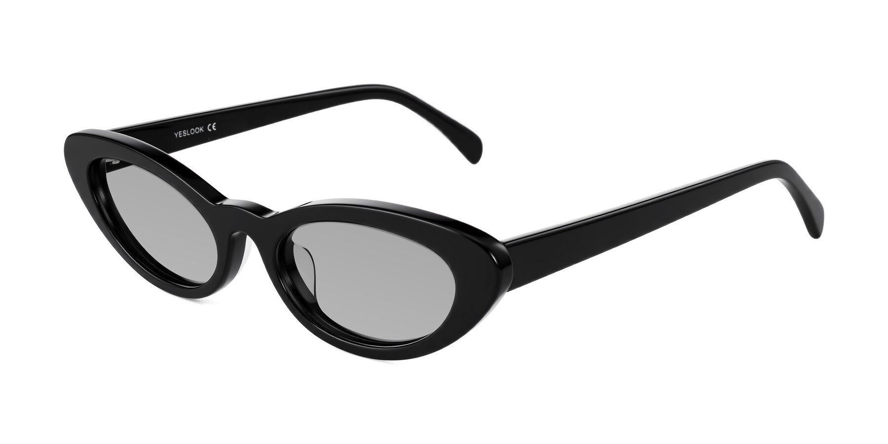 Angle of Baggot in Black with Light Gray Tinted Lenses