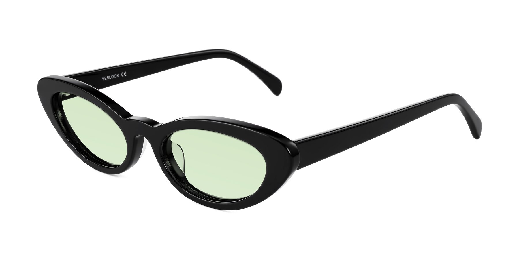 Angle of Baggot in Black with Light Green Tinted Lenses
