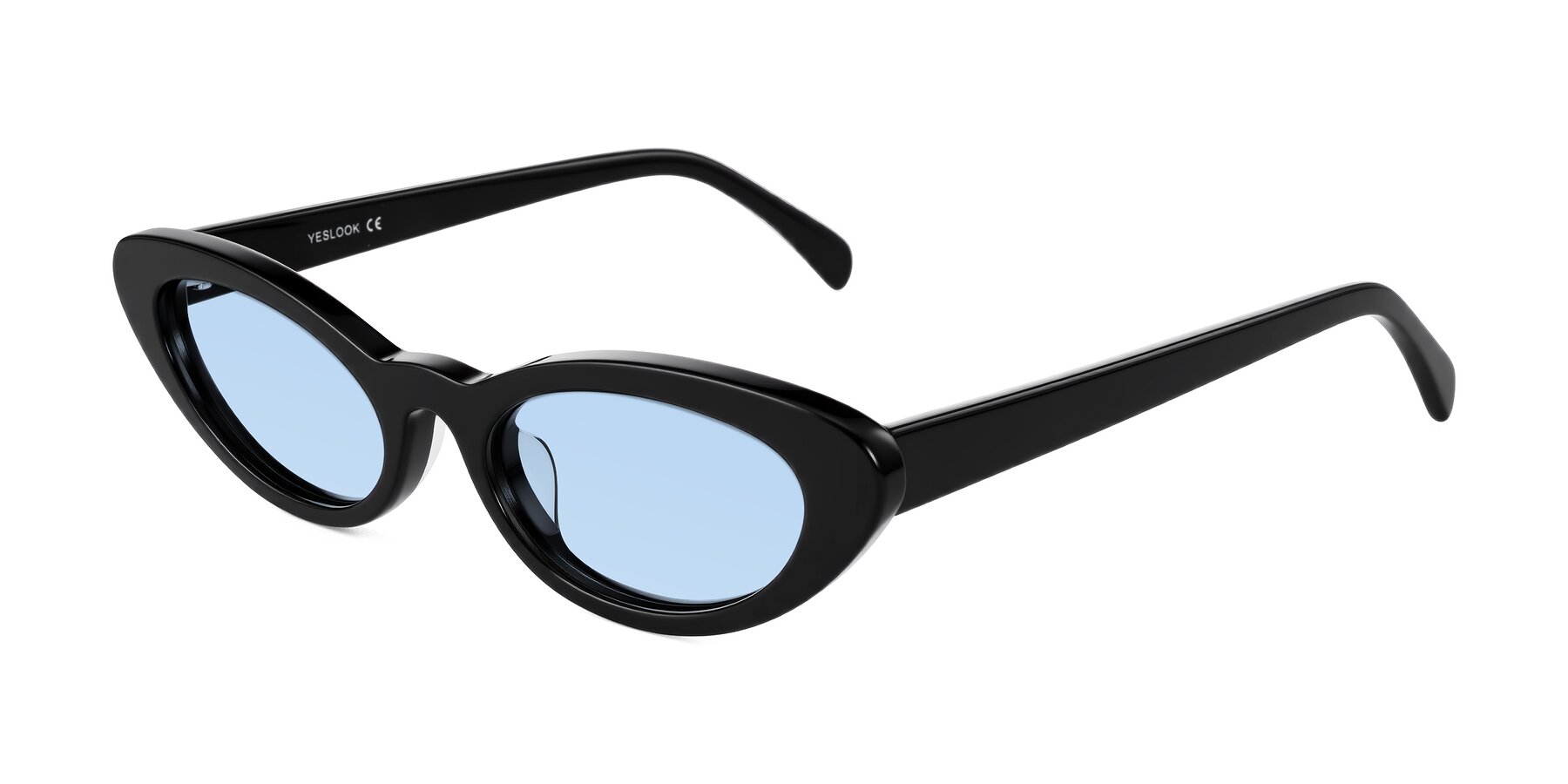 Angle of Baggot in Black with Light Blue Tinted Lenses