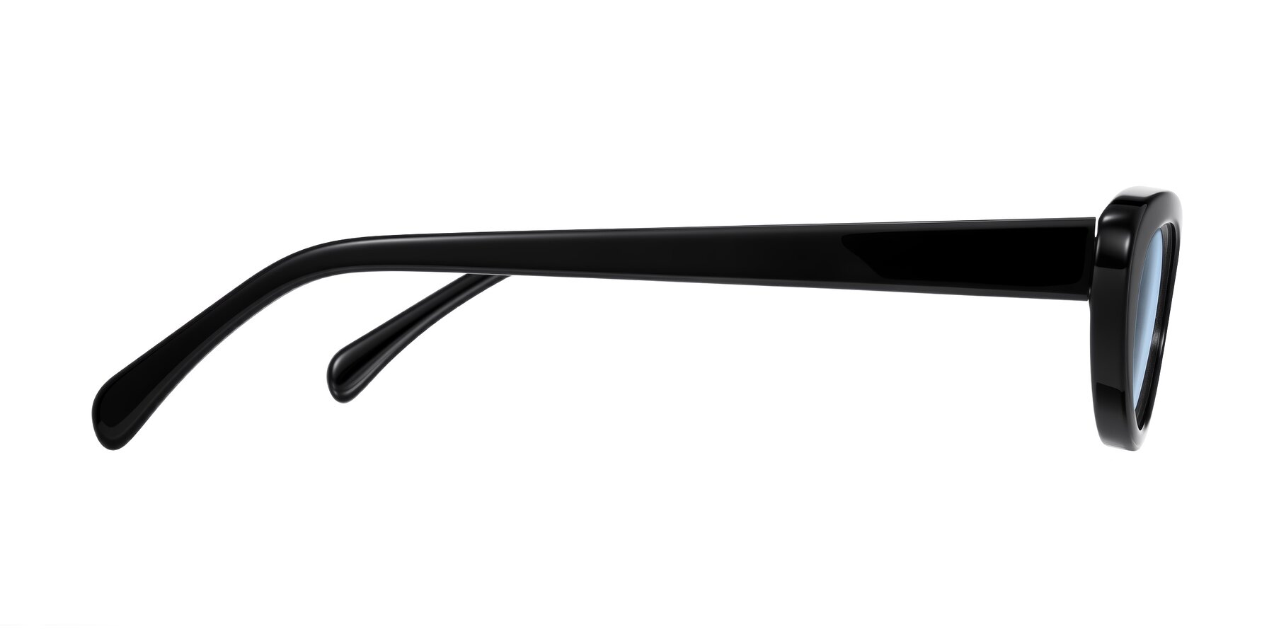 Side of Baggot in Black with Light Blue Tinted Lenses