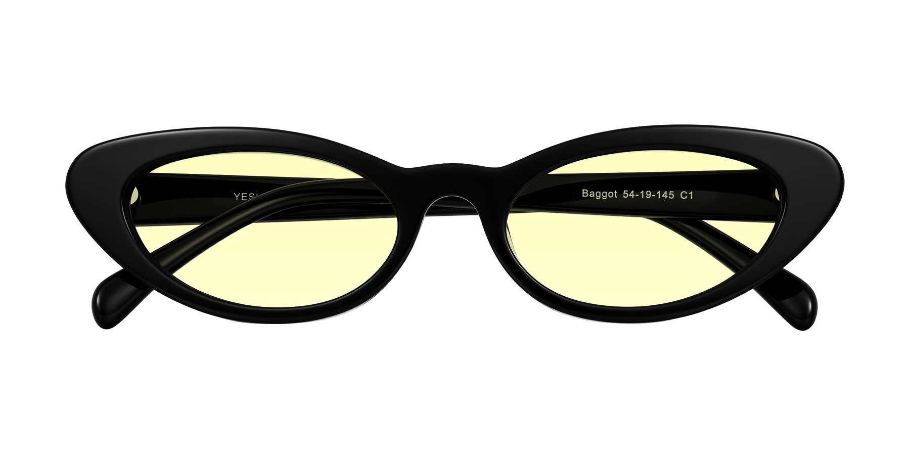 Folded Front of Baggot in Black with Light Yellow Tinted Lenses