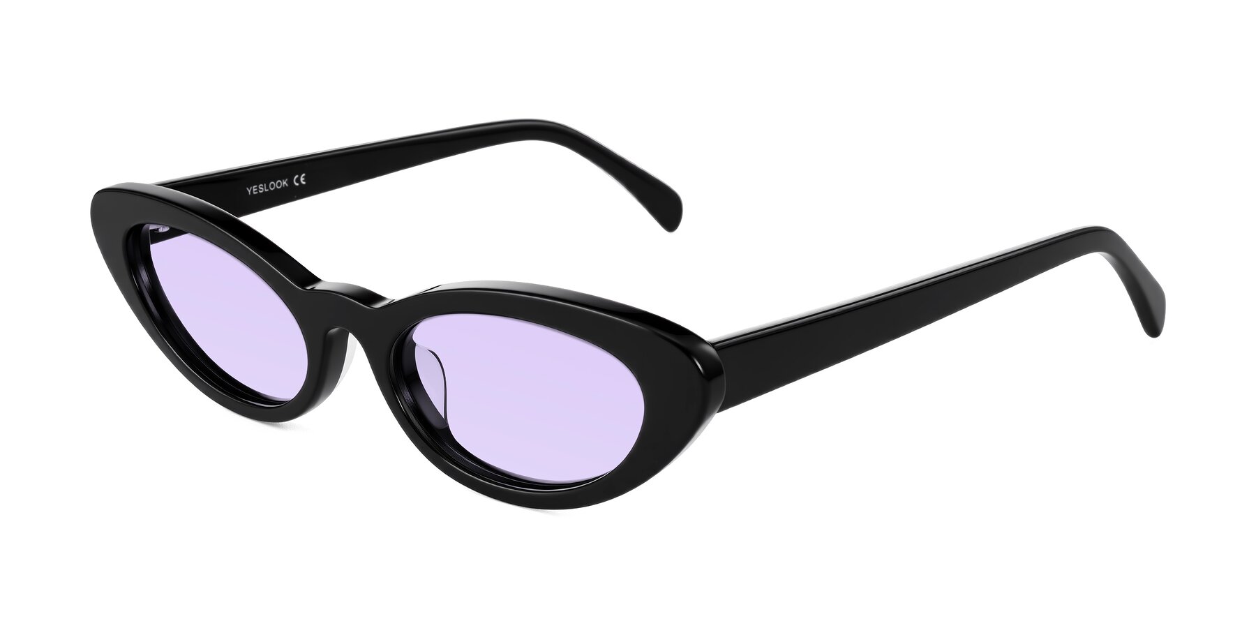 Angle of Baggot in Black with Light Purple Tinted Lenses