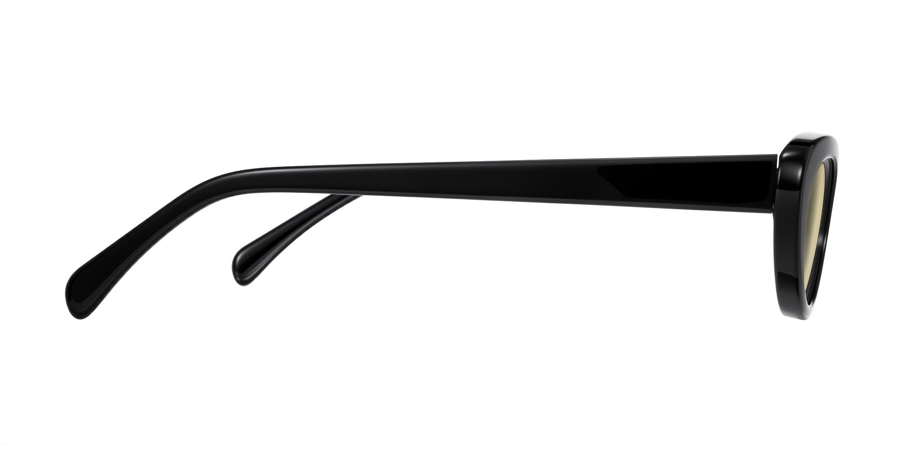 Side of Baggot in Black with Light Champagne Tinted Lenses