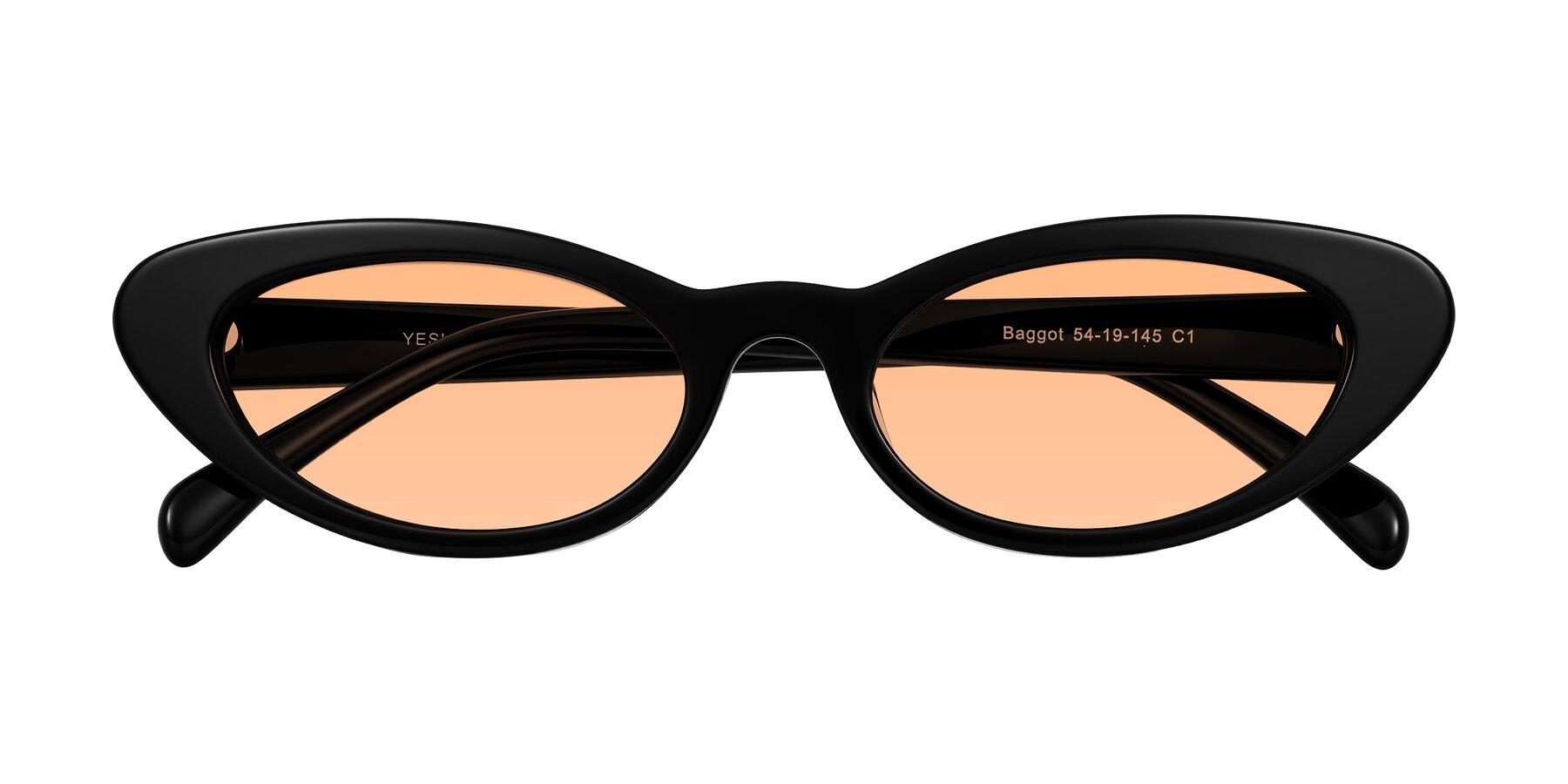 Folded Front of Baggot in Black with Light Orange Tinted Lenses