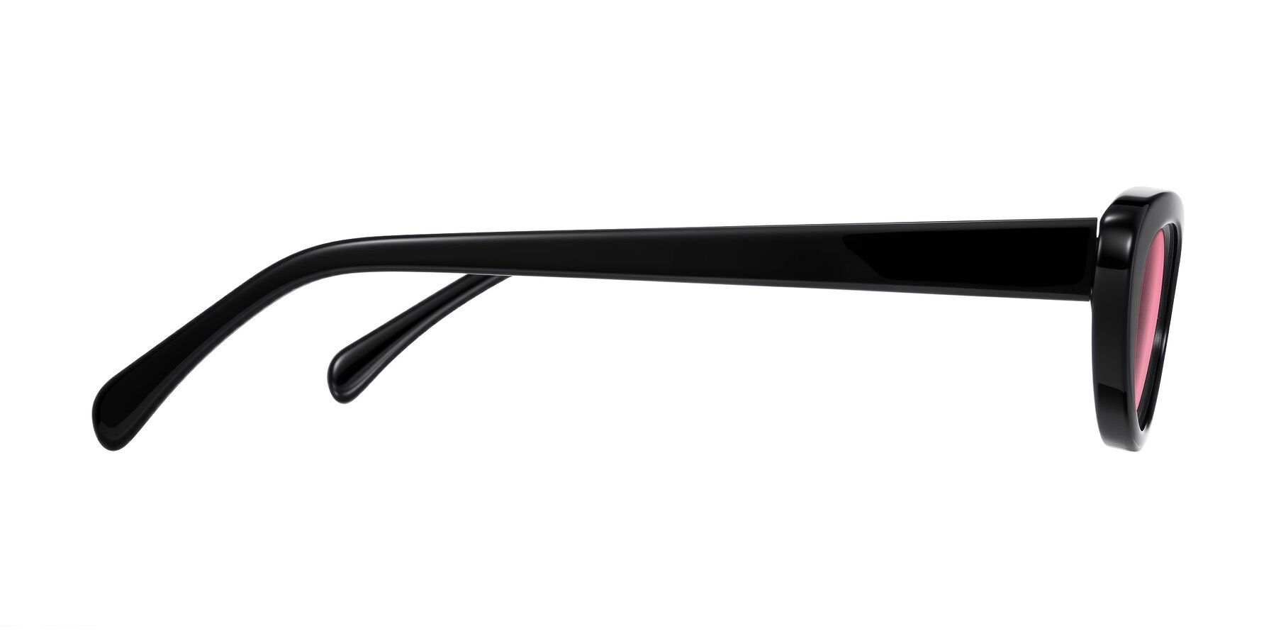 Side of Baggot in Black with Pink Tinted Lenses
