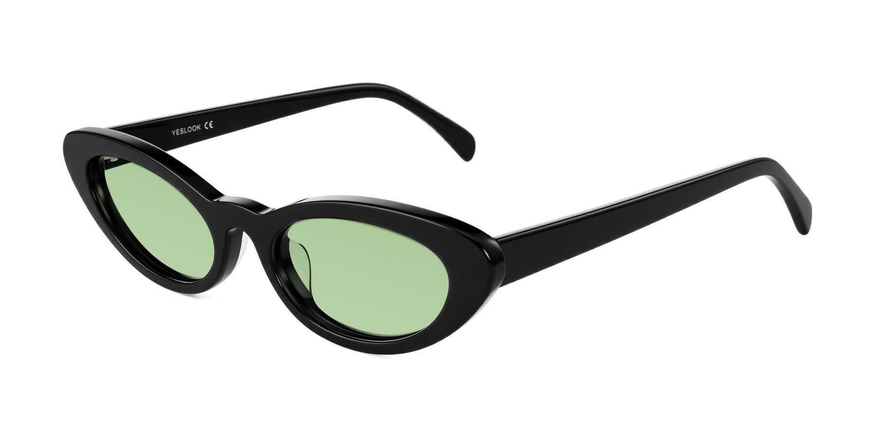 Angle of Baggot in Black with Medium Green Tinted Lenses