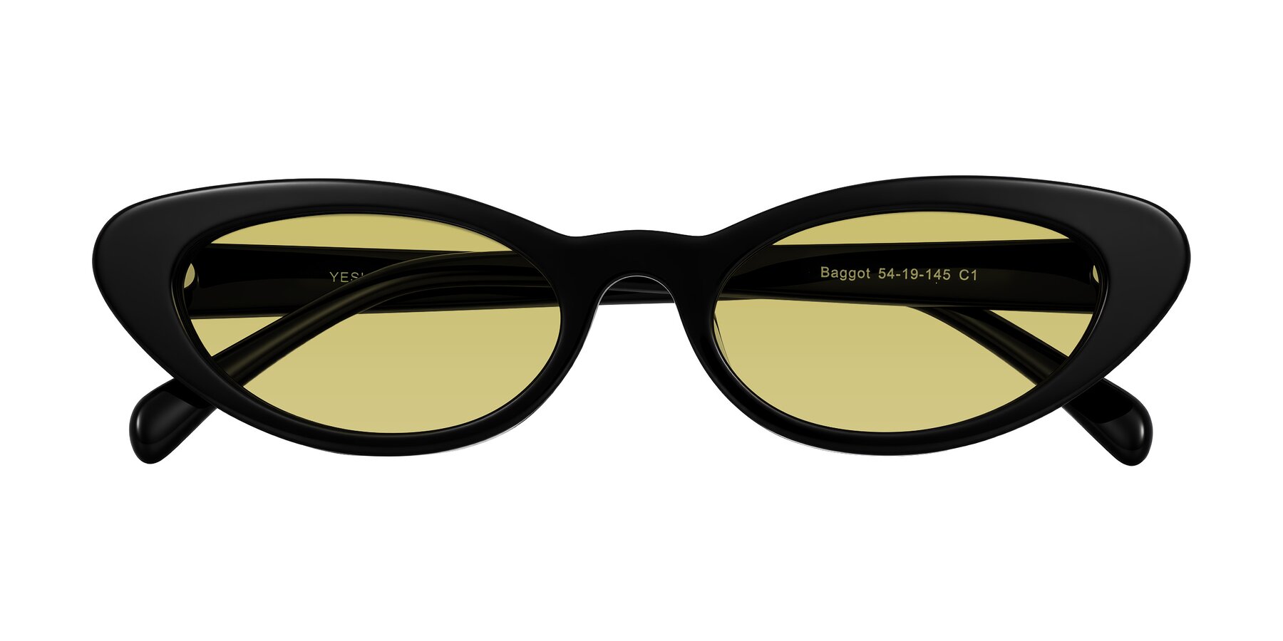 Folded Front of Baggot in Black with Medium Champagne Tinted Lenses