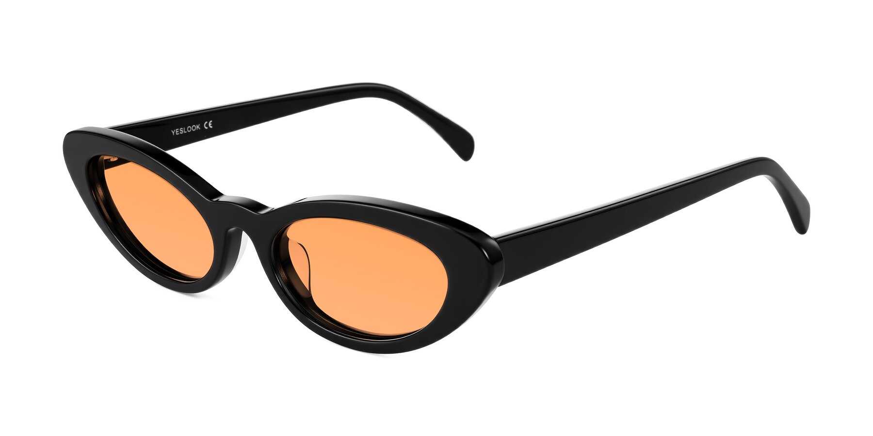 Angle of Baggot in Black with Medium Orange Tinted Lenses