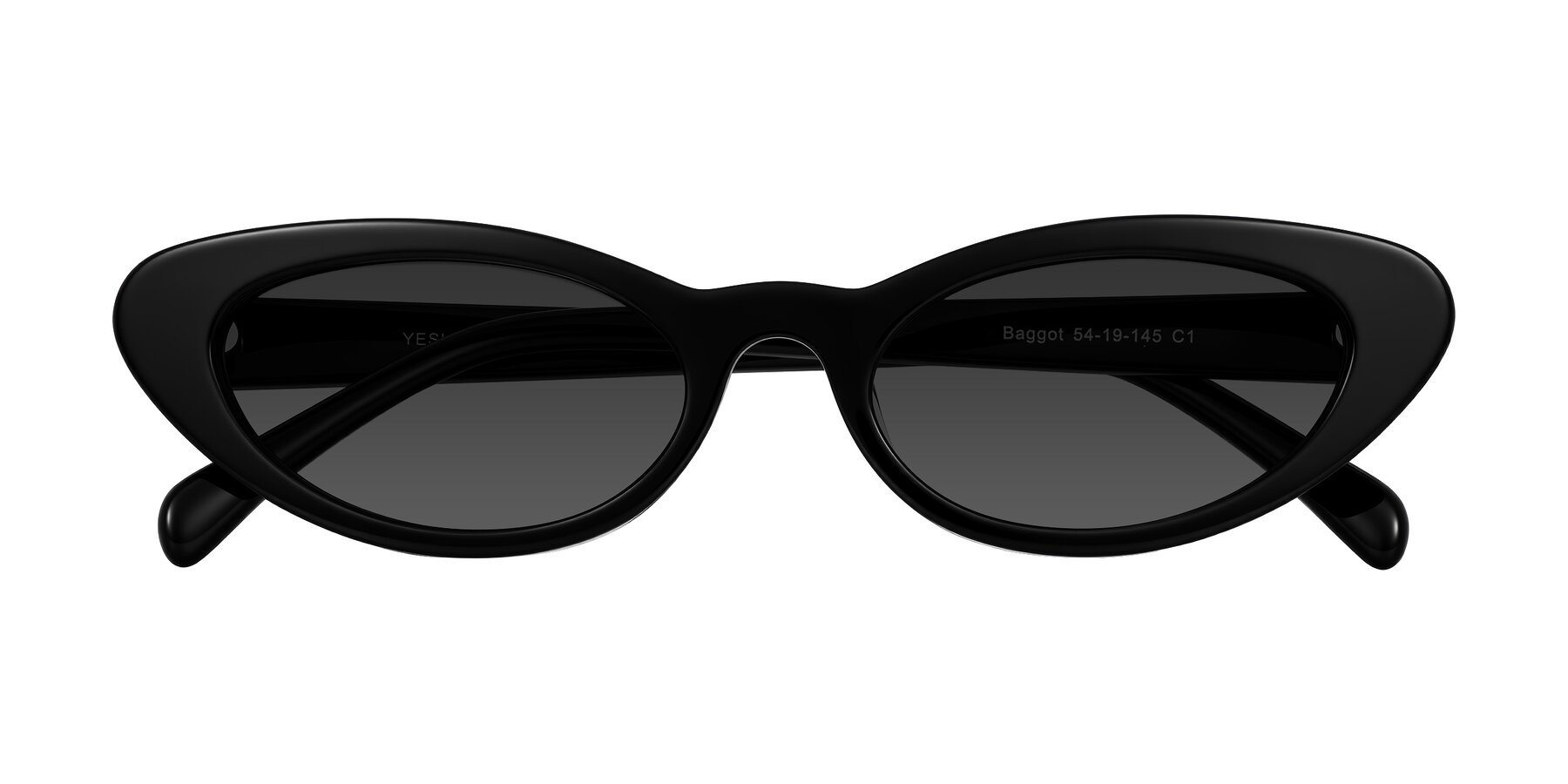 Folded Front of Baggot in Black with Gray Tinted Lenses