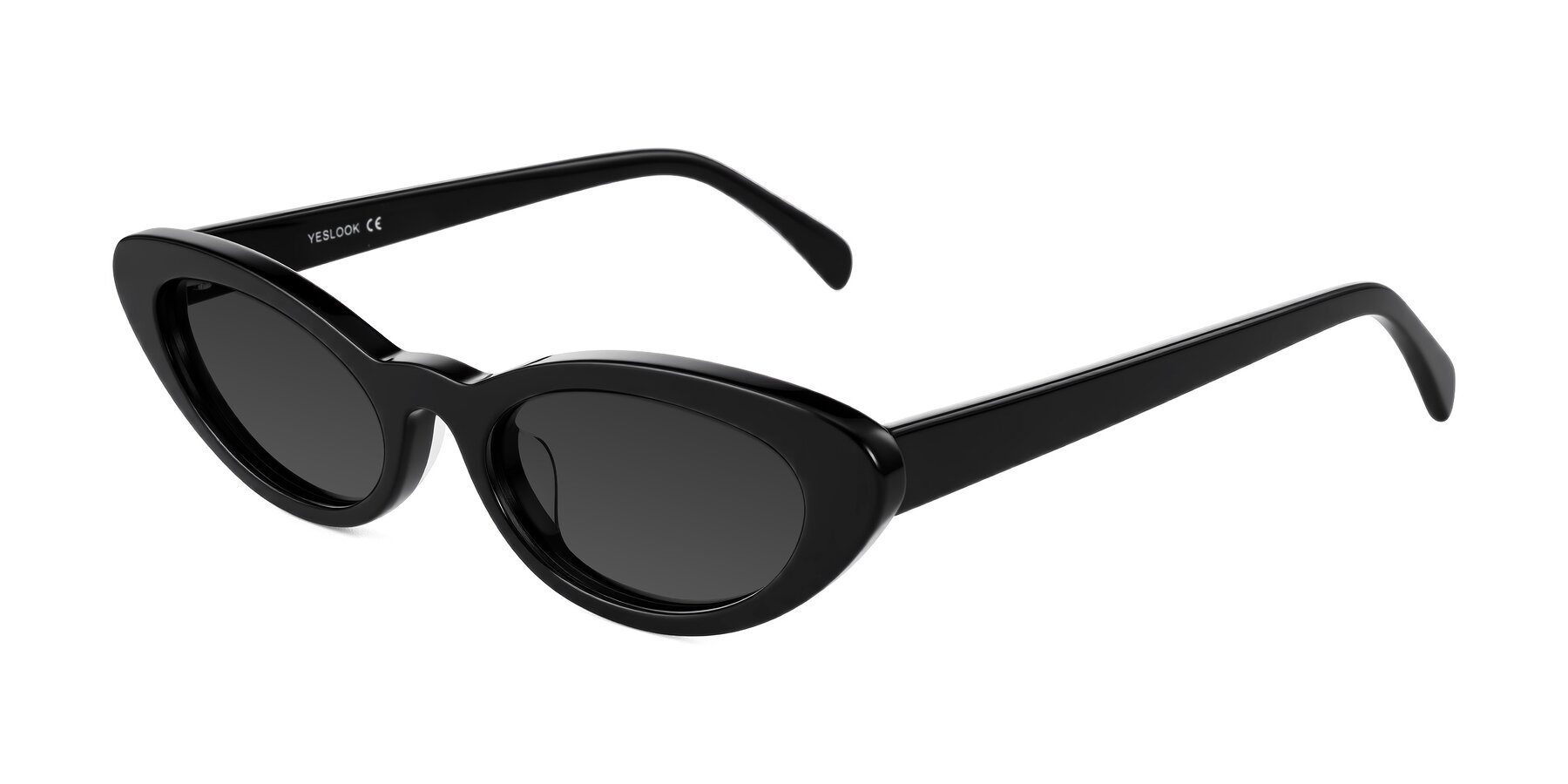 Angle of Baggot in Black with Gray Tinted Lenses