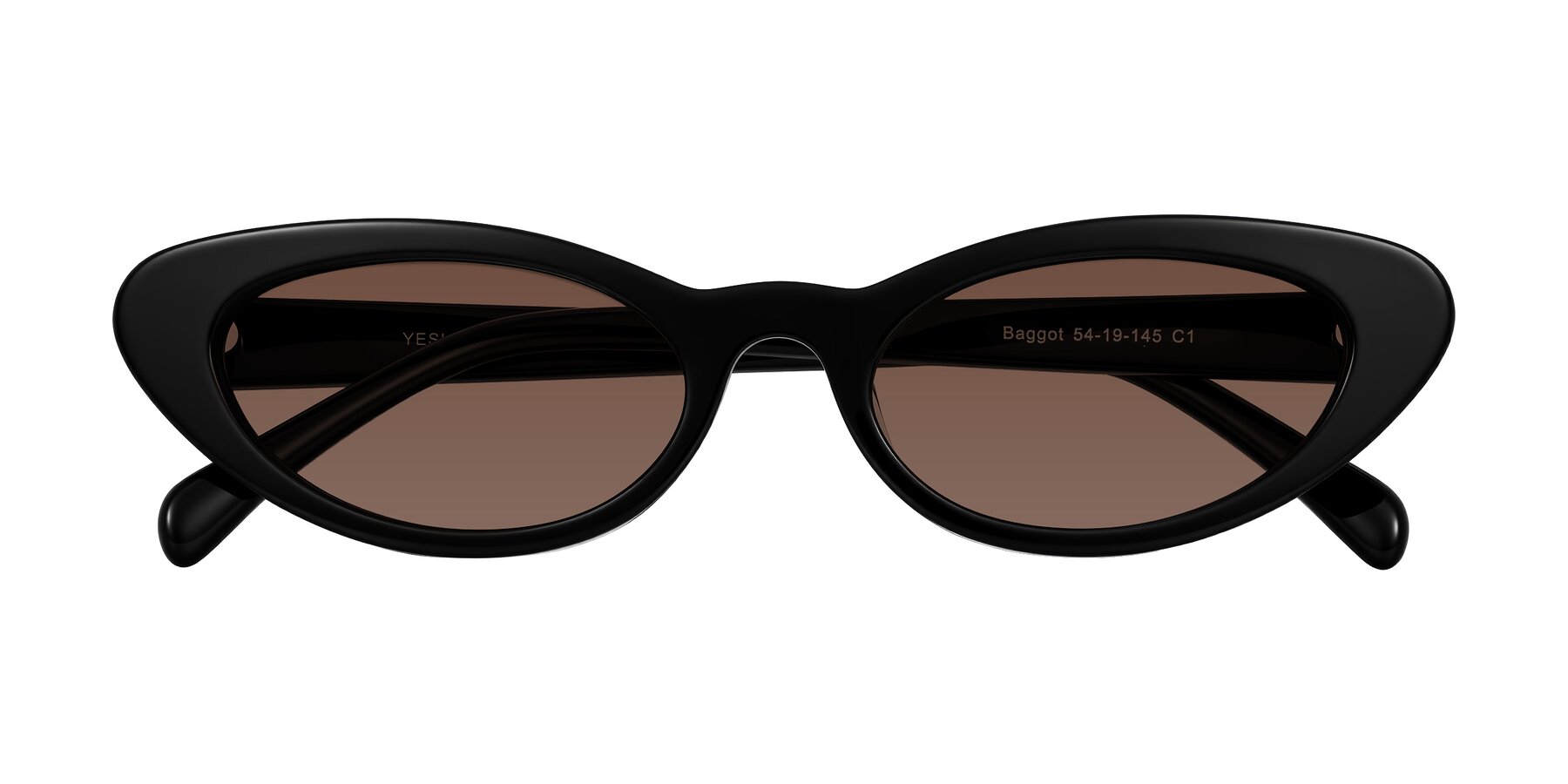 Folded Front of Baggot in Black with Brown Tinted Lenses
