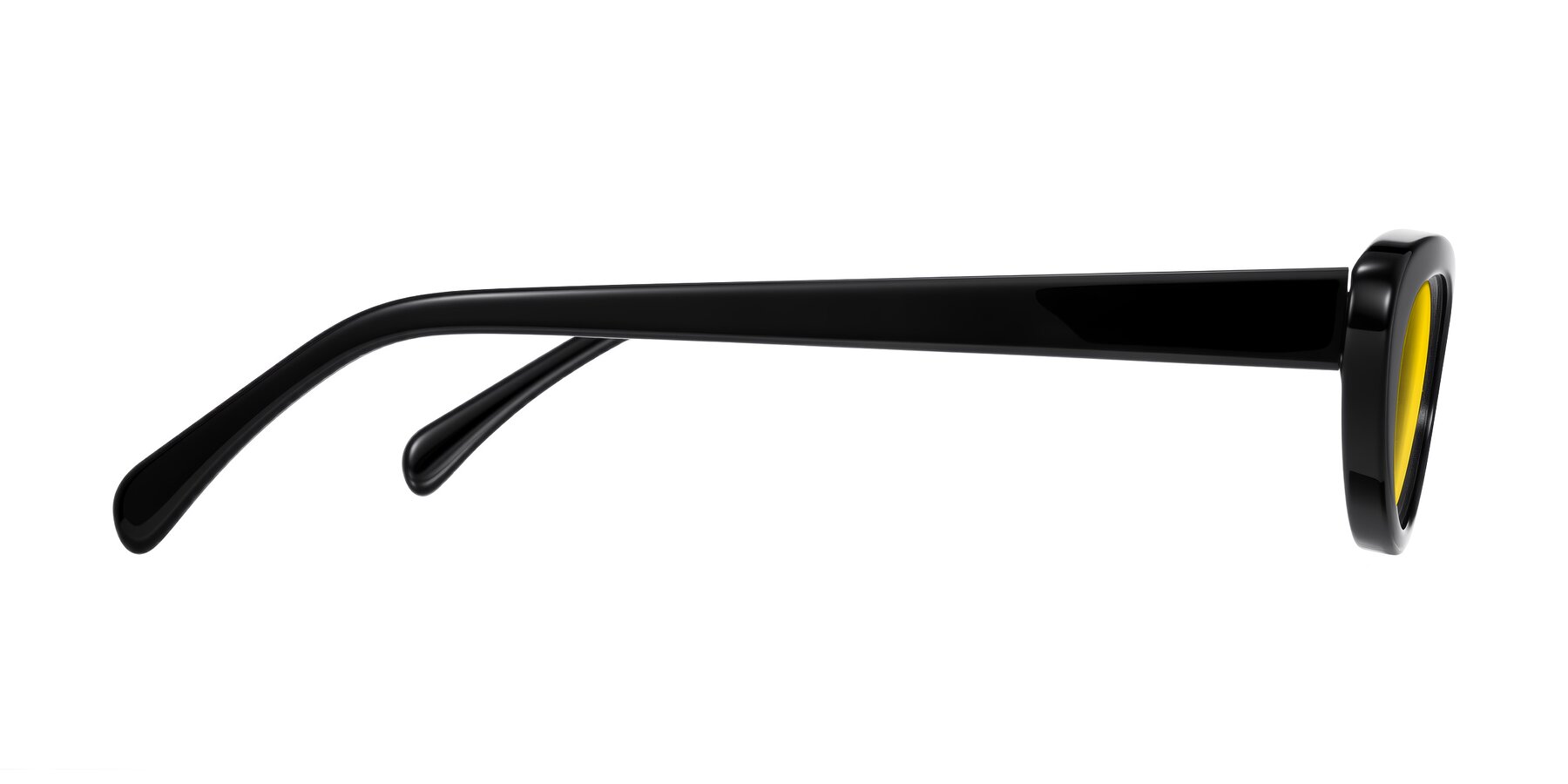 Side of Baggot in Black with Yellow Tinted Lenses