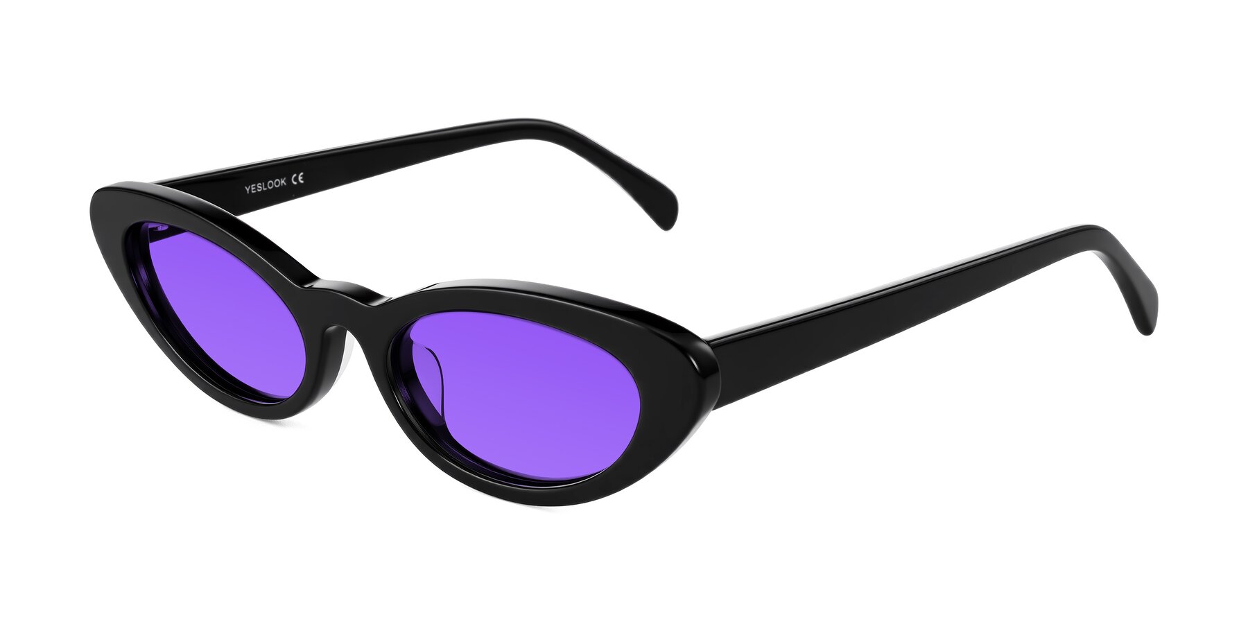 Angle of Baggot in Black with Purple Tinted Lenses