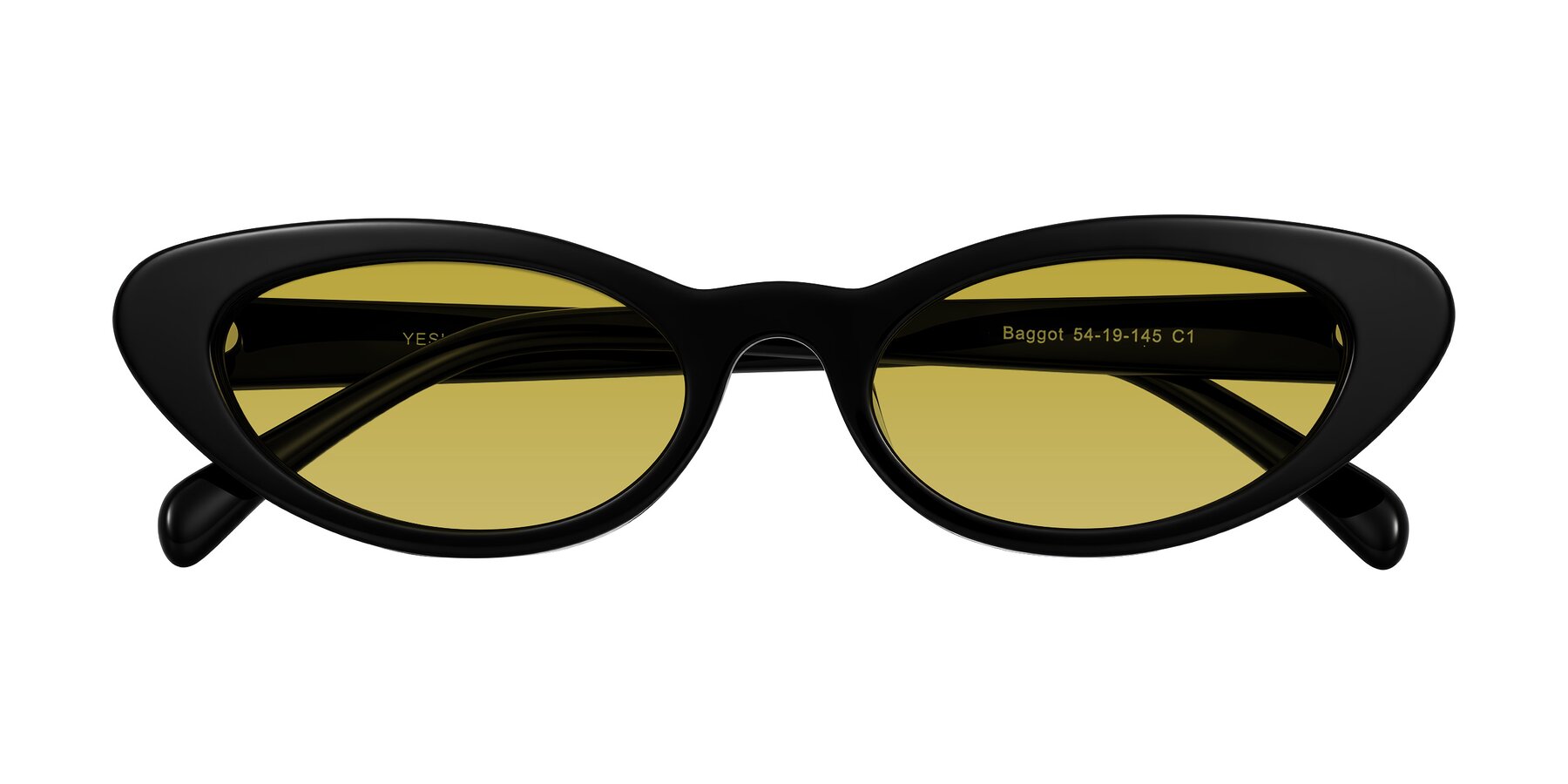 Folded Front of Baggot in Black with Champagne Tinted Lenses