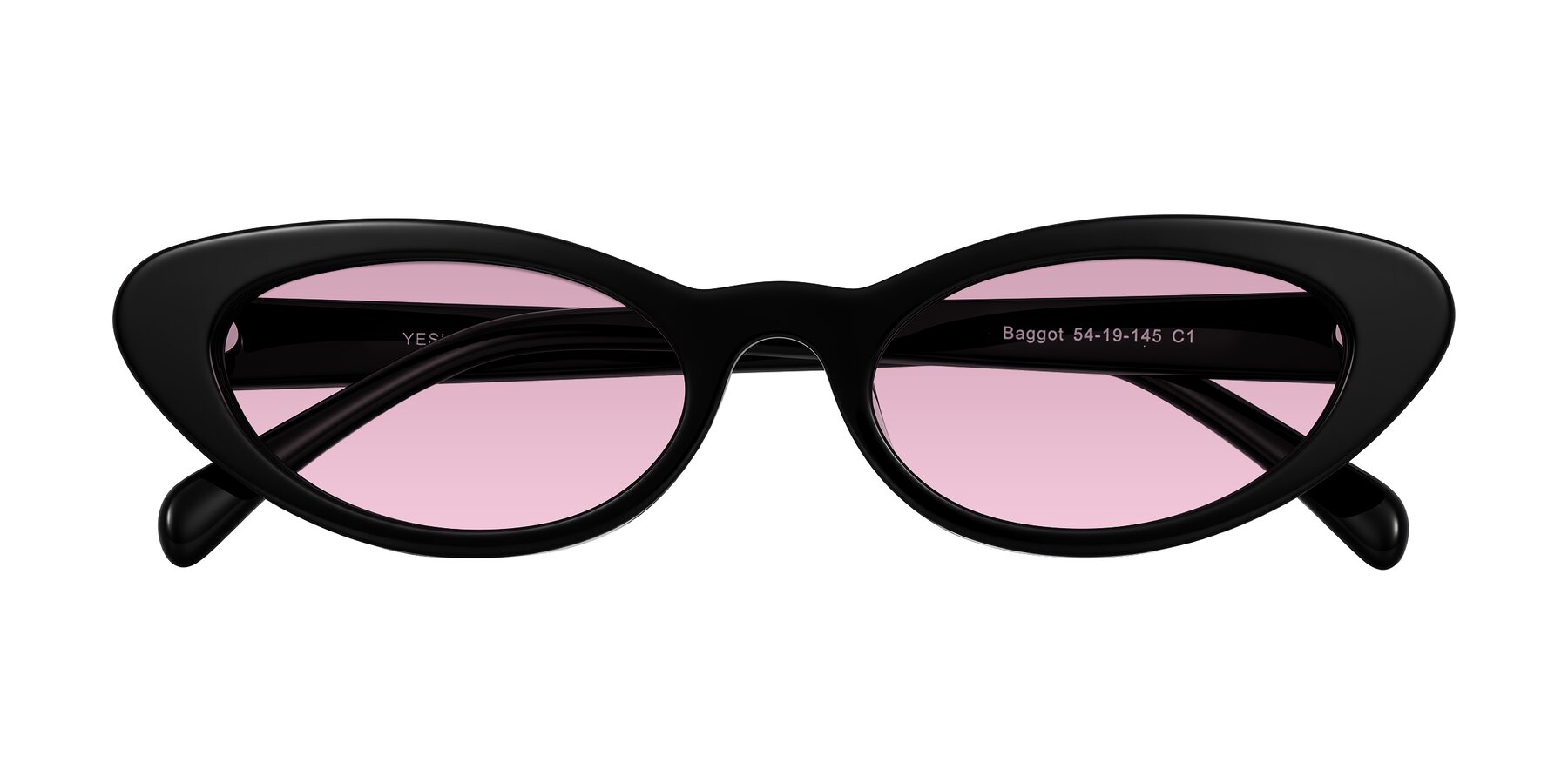 Folded Front of Baggot in Black with Light Wine Tinted Lenses