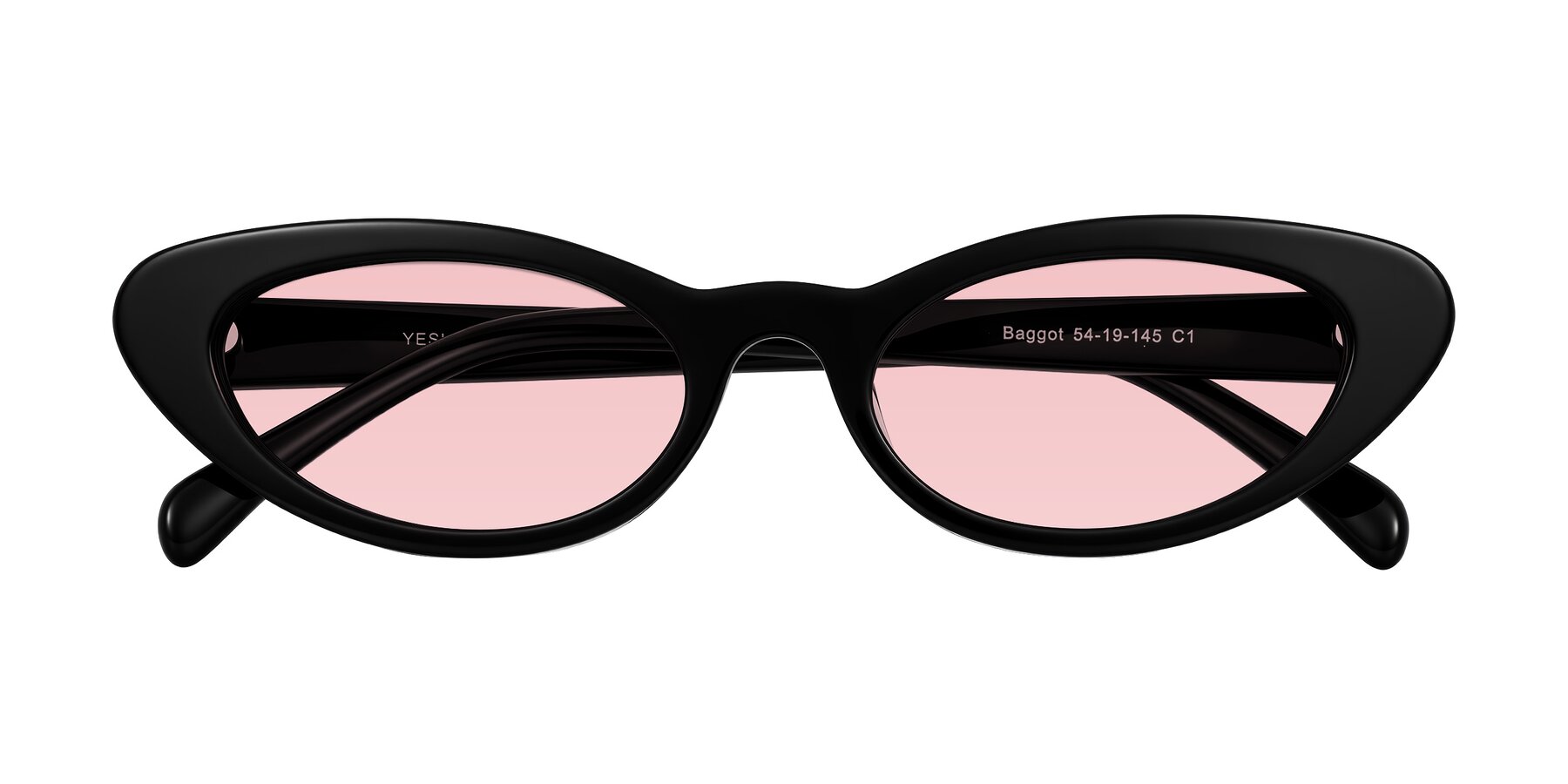Folded Front of Baggot in Black with Light Garnet Tinted Lenses