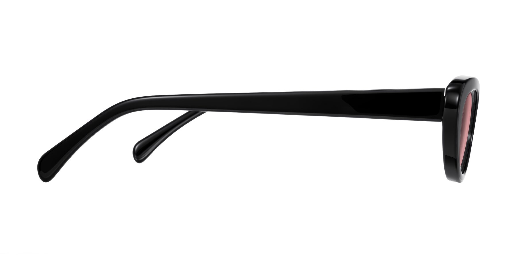 Side of Baggot in Black with Medium Garnet Tinted Lenses