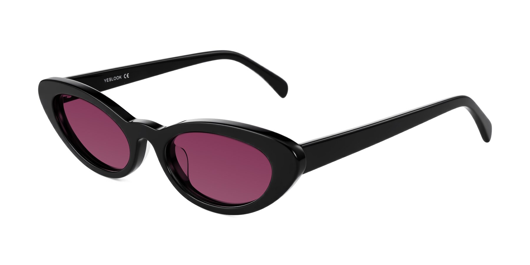 Angle of Baggot in Black with Wine Tinted Lenses