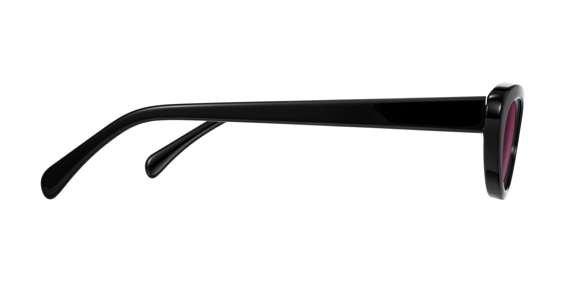 Side of Baggot in Black with Wine Tinted Lenses