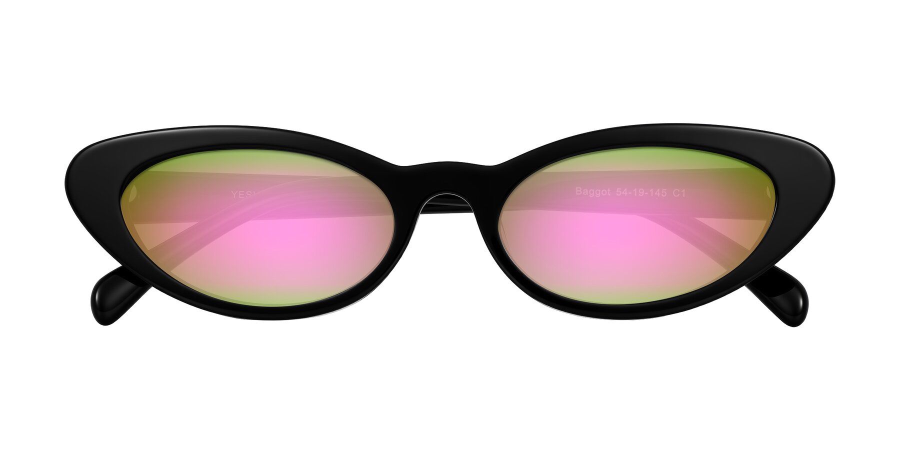 Folded Front of Baggot in Black with Pink Mirrored Lenses
