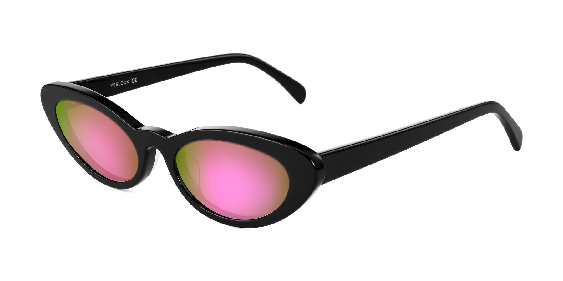 Angle of Baggot in Black with Pink Mirrored Lenses