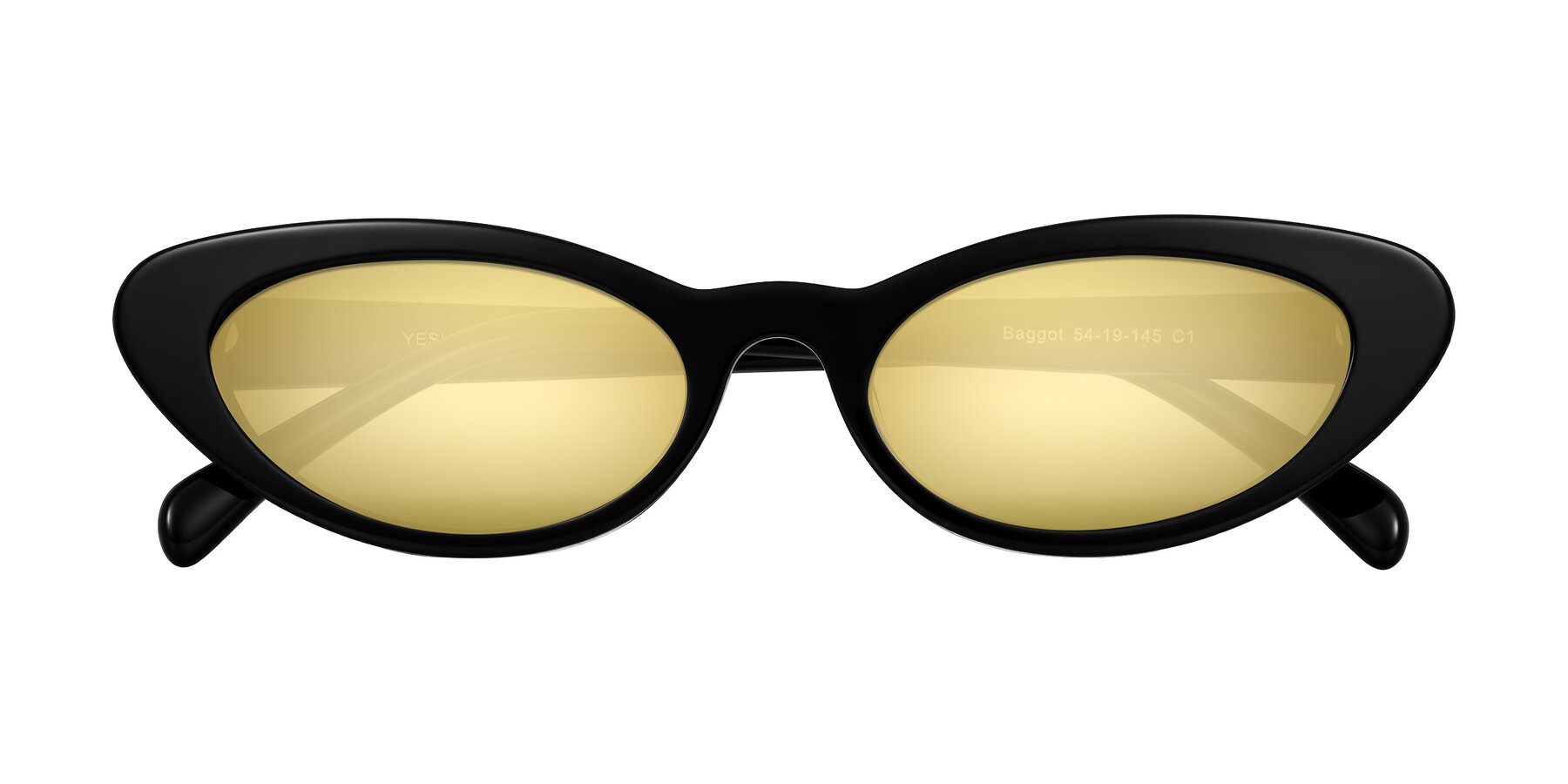 Folded Front of Baggot in Black with Gold Mirrored Lenses
