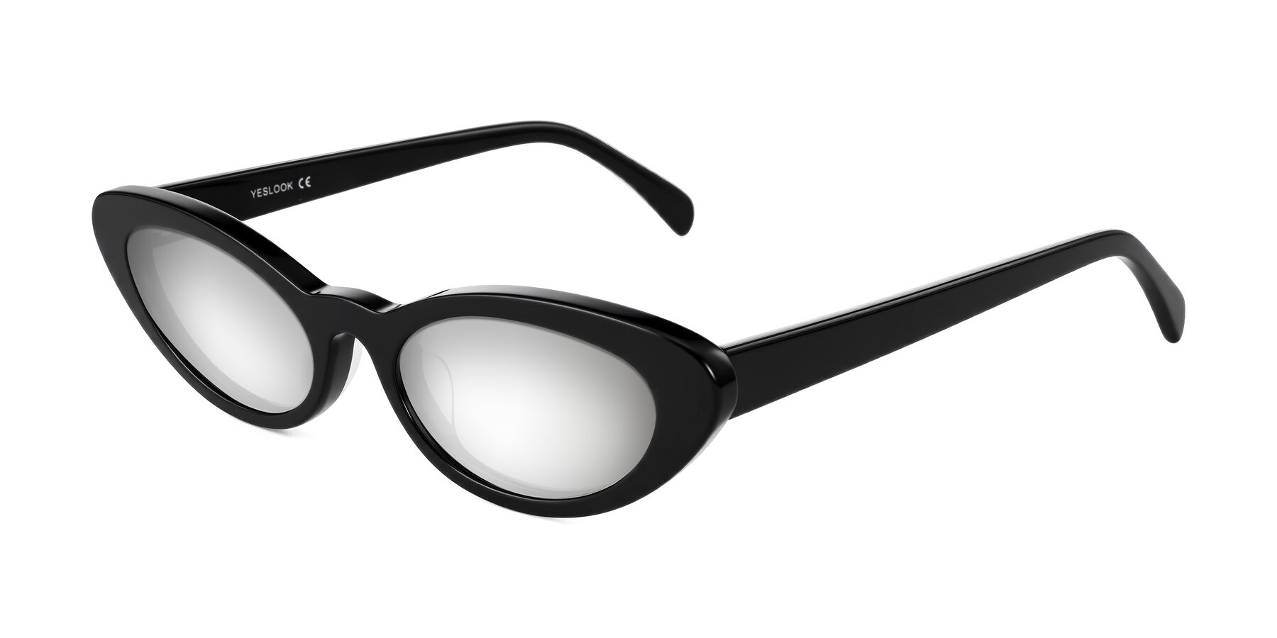 Angle of Baggot in Black with Silver Mirrored Lenses