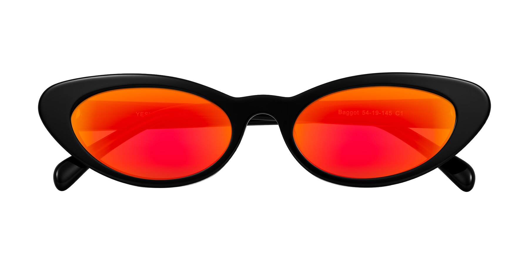 Folded Front of Baggot in Black with Red Gold Mirrored Lenses