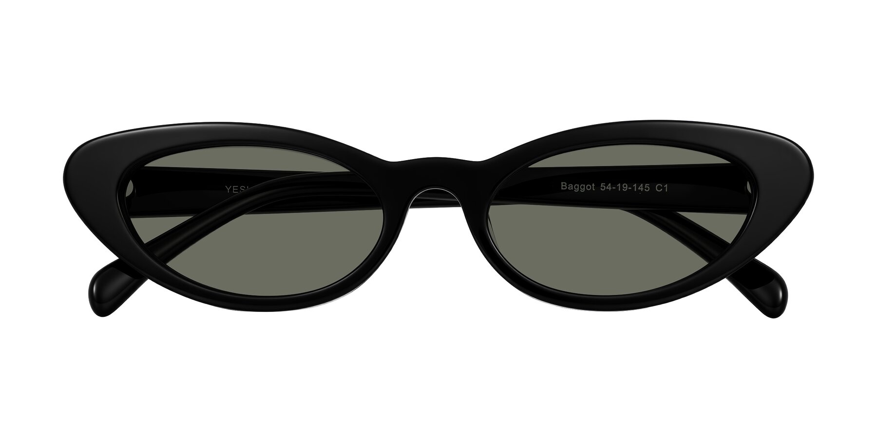 Folded Front of Baggot in Black with Gray Polarized Lenses