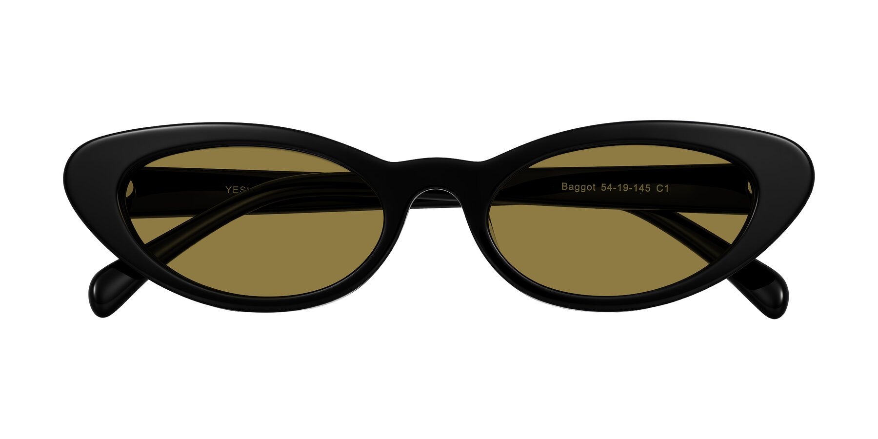 Folded Front of Baggot in Black with Brown Polarized Lenses
