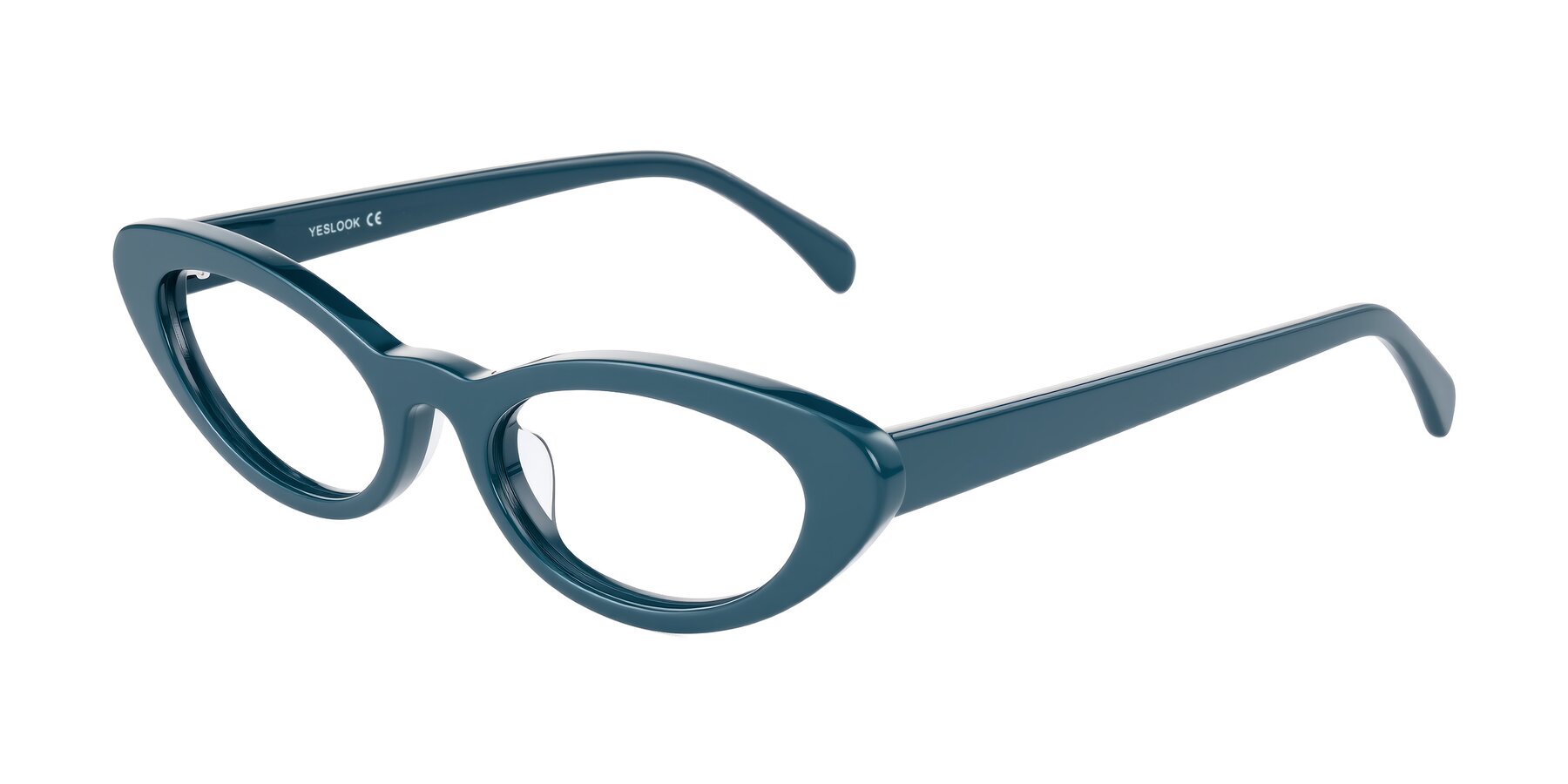 Angle of Baggot in Peacock Blue with Clear Eyeglass Lenses