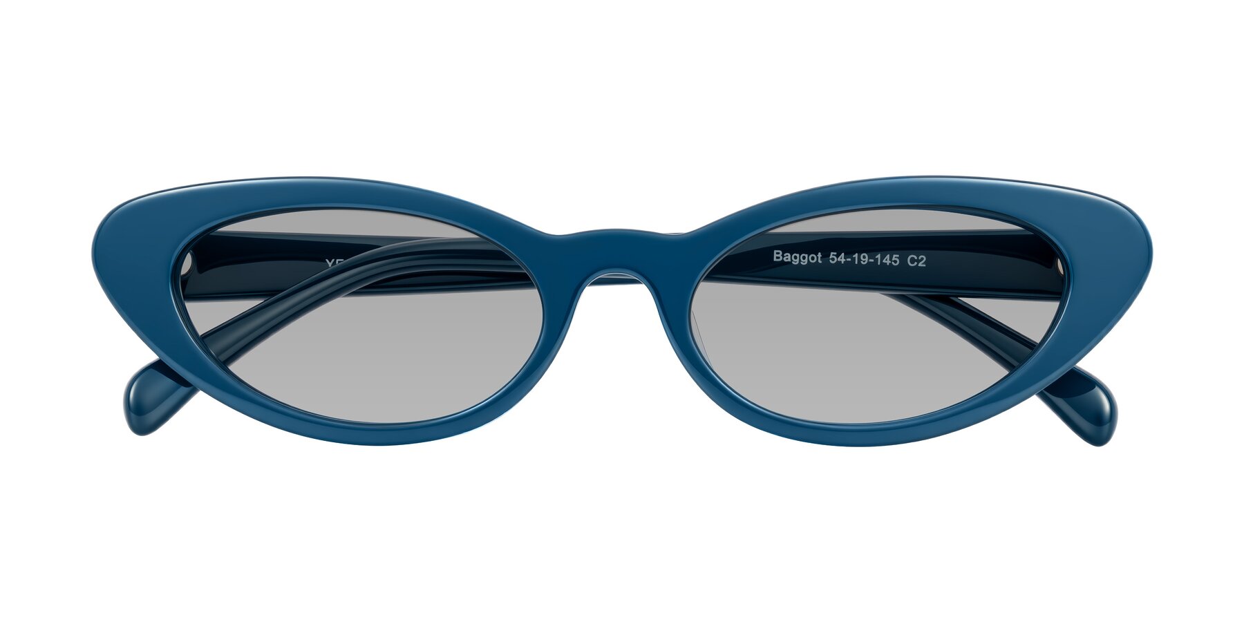 Folded Front of Baggot in Yale Blue with Light Gray Tinted Lenses
