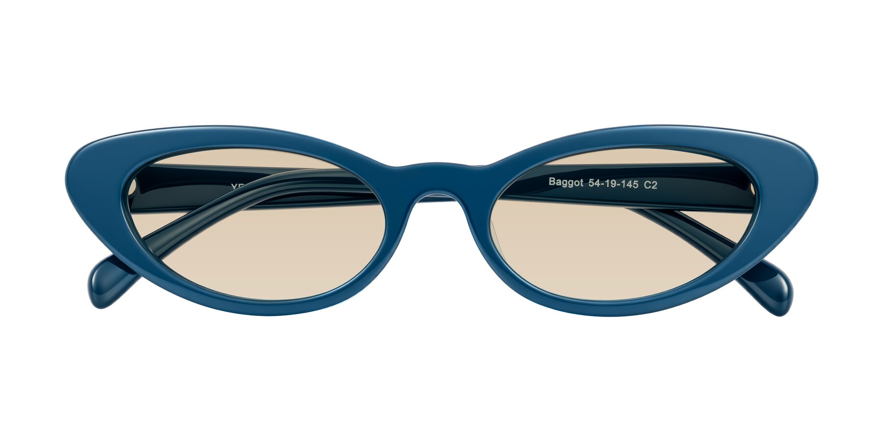 Folded Front of Baggot in Yale Blue with Light Brown Tinted Lenses