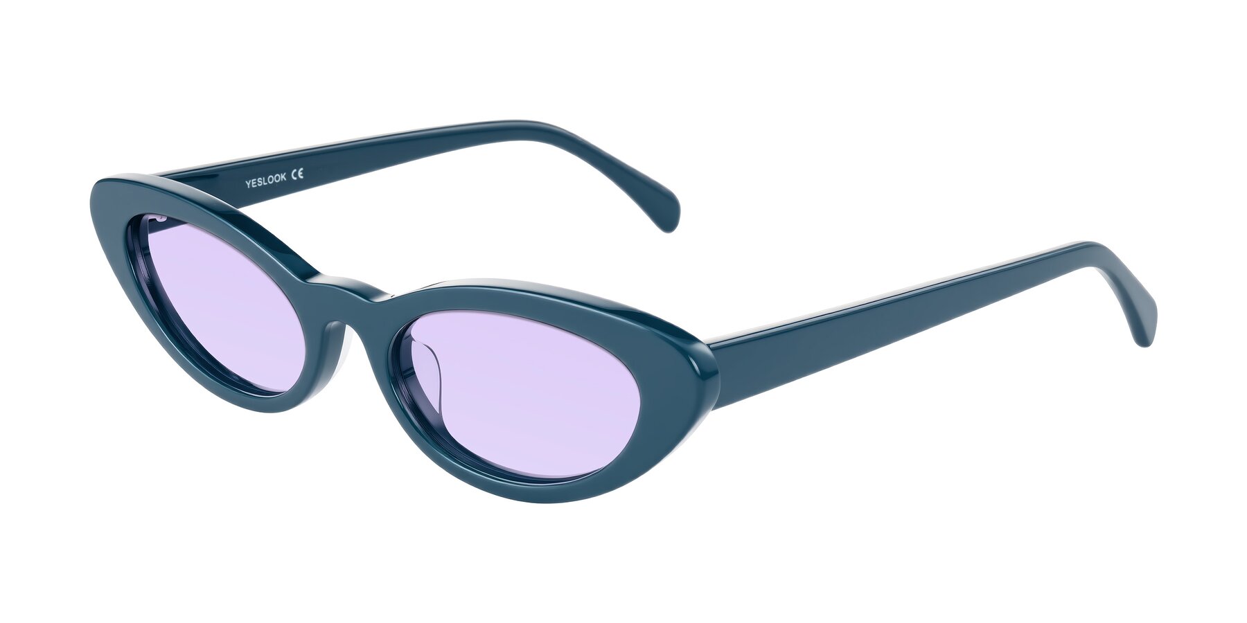 Angle of Baggot in Yale Blue with Light Purple Tinted Lenses
