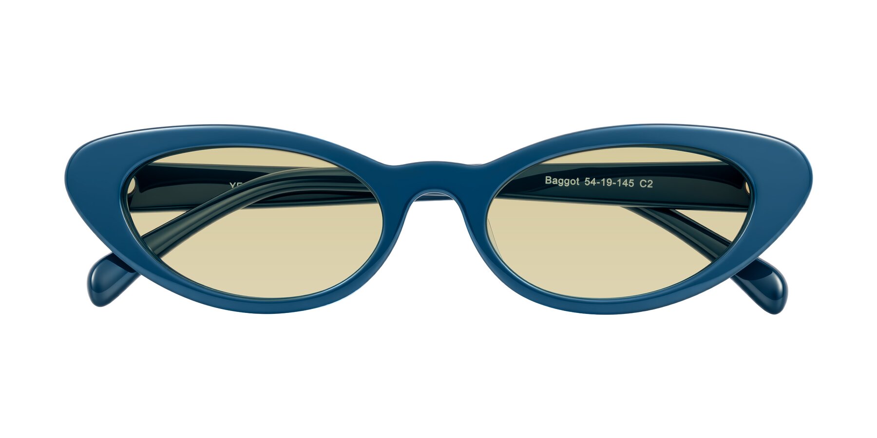 Folded Front of Baggot in Yale Blue with Light Champagne Tinted Lenses