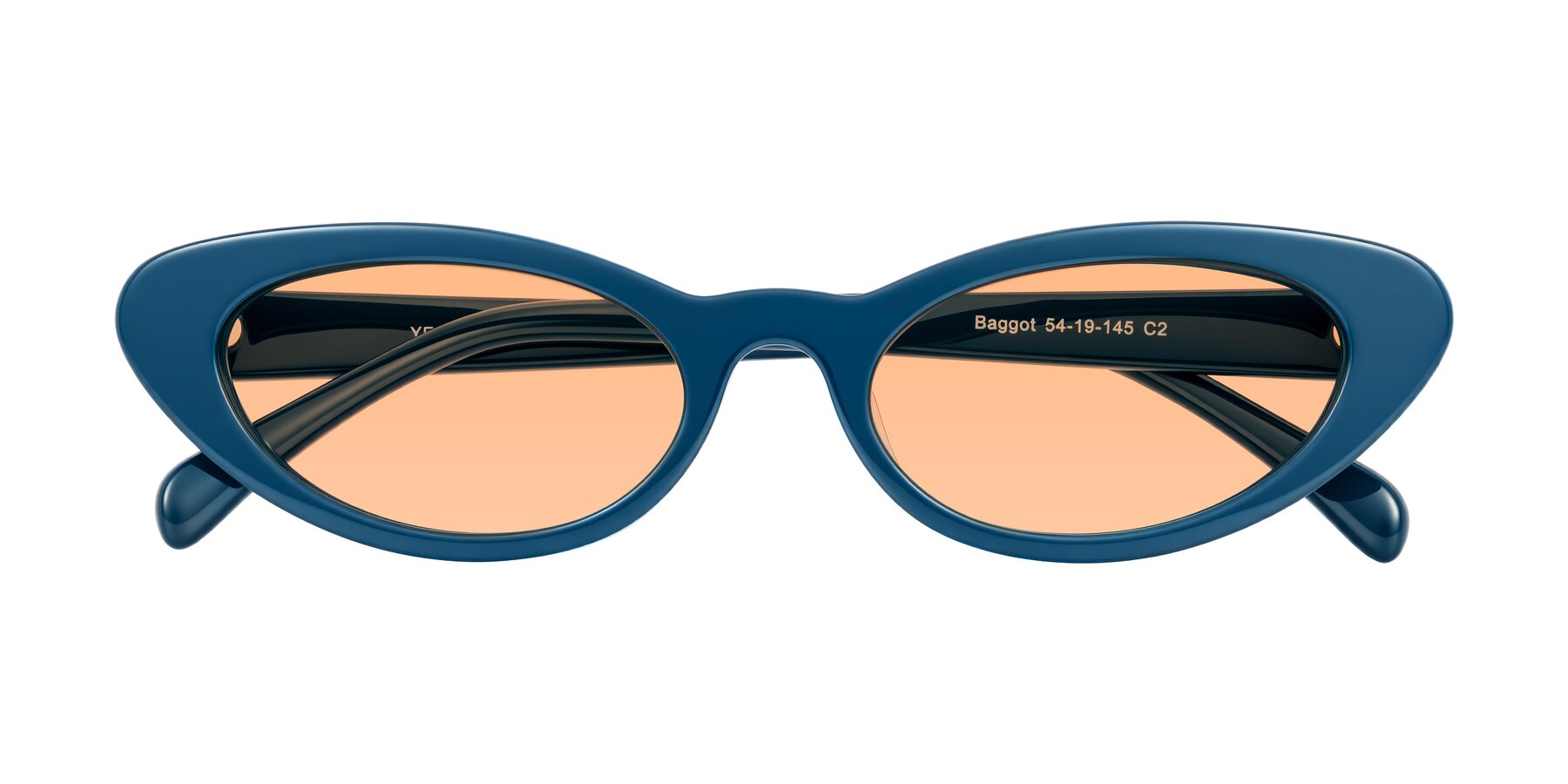 Folded Front of Baggot in Yale Blue with Light Orange Tinted Lenses