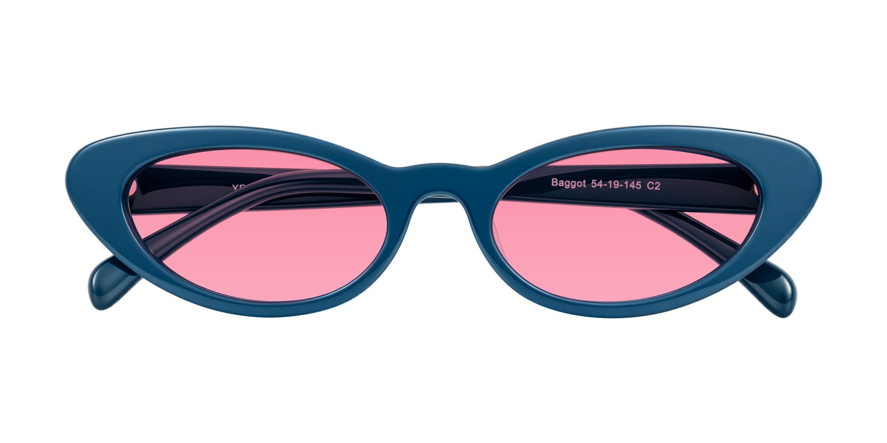 Folded Front of Baggot in Yale Blue with Pink Tinted Lenses
