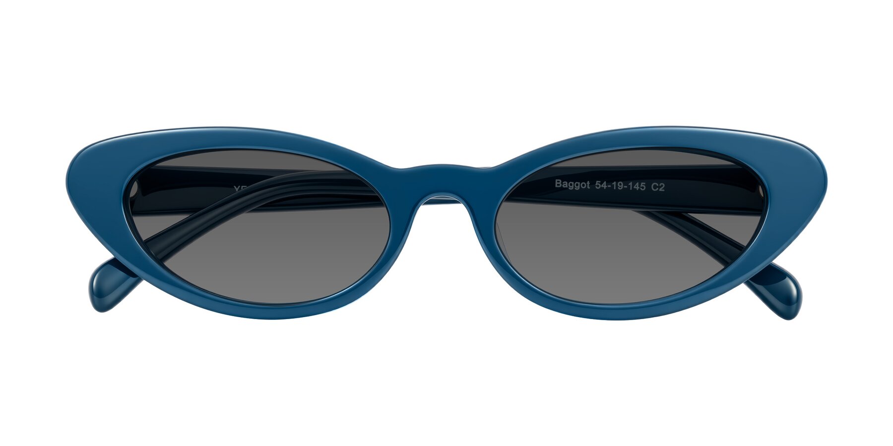 Folded Front of Baggot in Yale Blue with Medium Gray Tinted Lenses