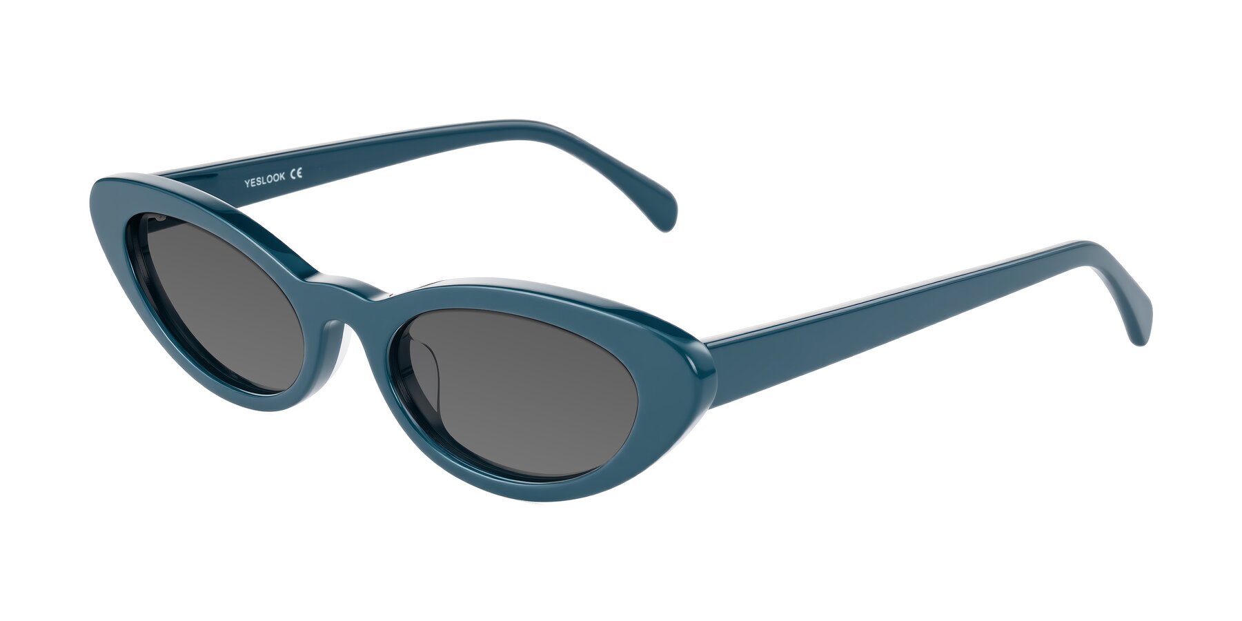 Angle of Baggot in Peacock Blue with Medium Gray Tinted Lenses